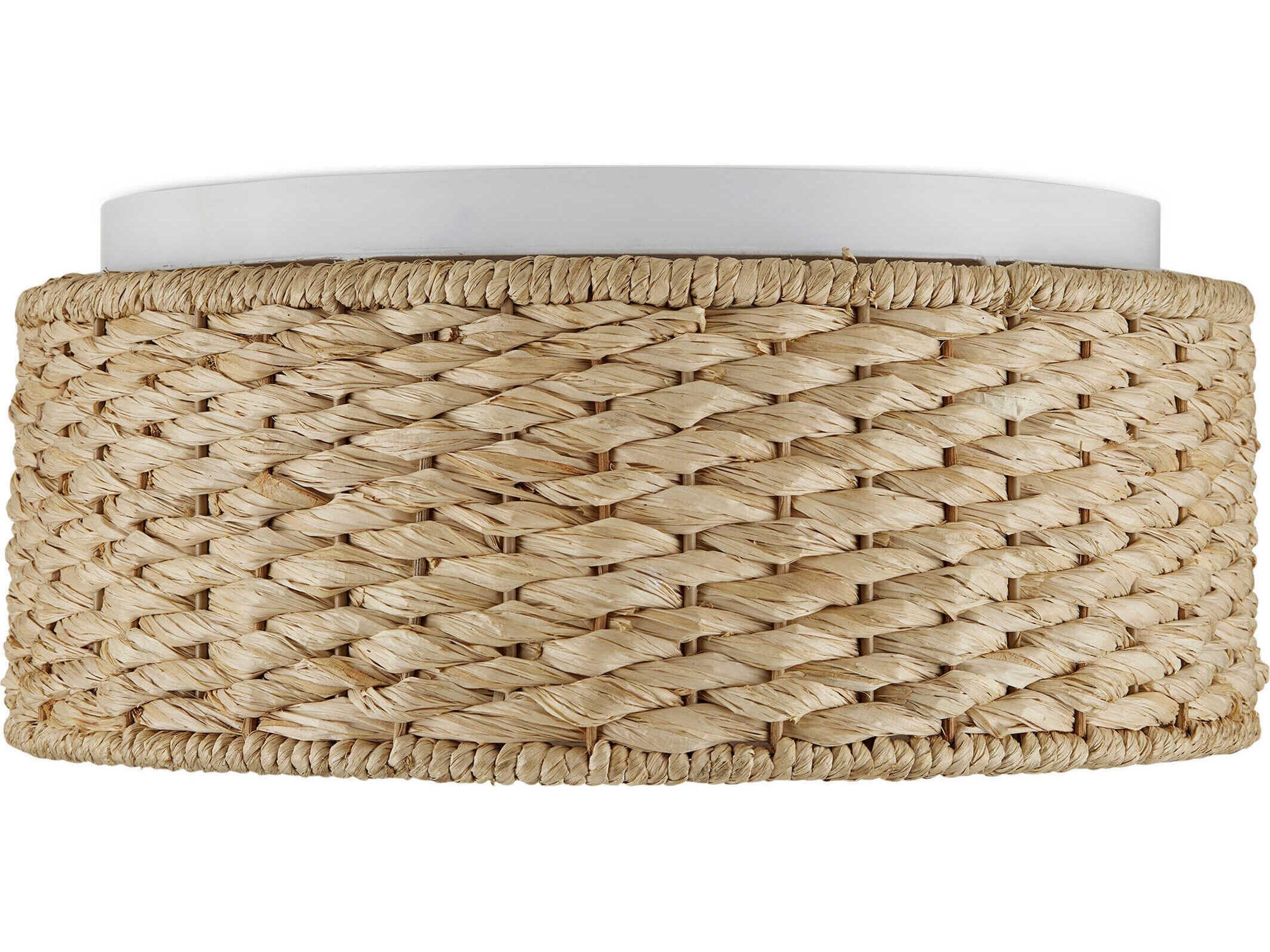 Currey & Company Colchester 1-Light Sugar White Natural Brown LED Drum Flush Mount