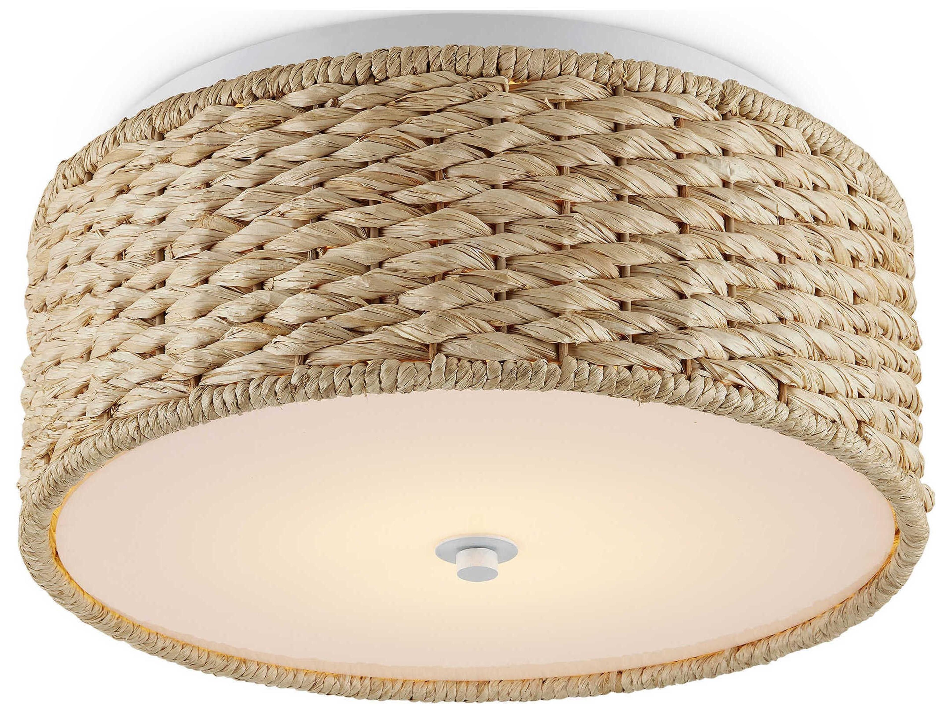 Currey & Company Colchester 1-Light Sugar White Natural Brown LED Drum Flush Mount