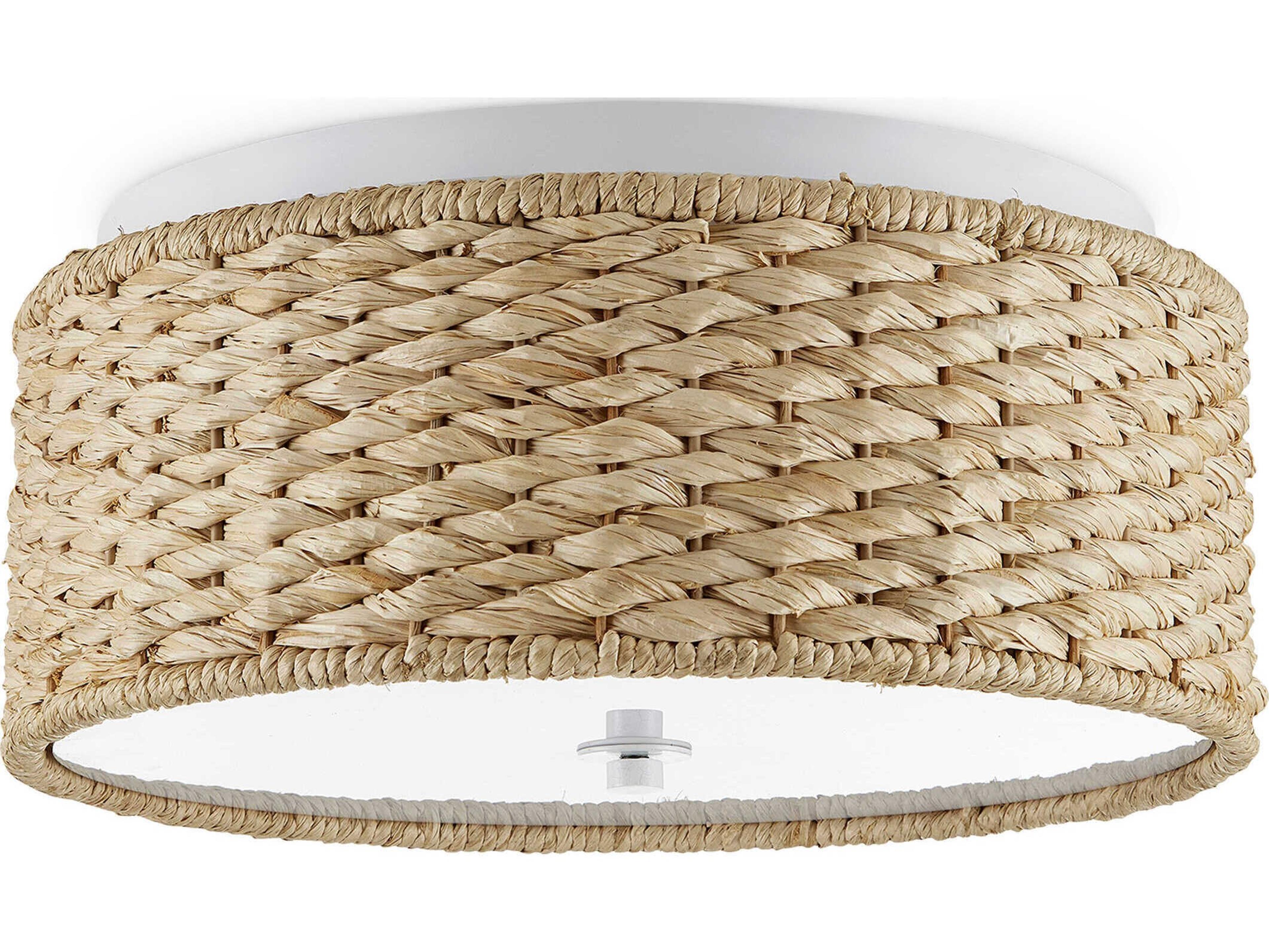 Currey & Company Colchester 1-Light Sugar White Natural Brown LED Drum Flush Mount