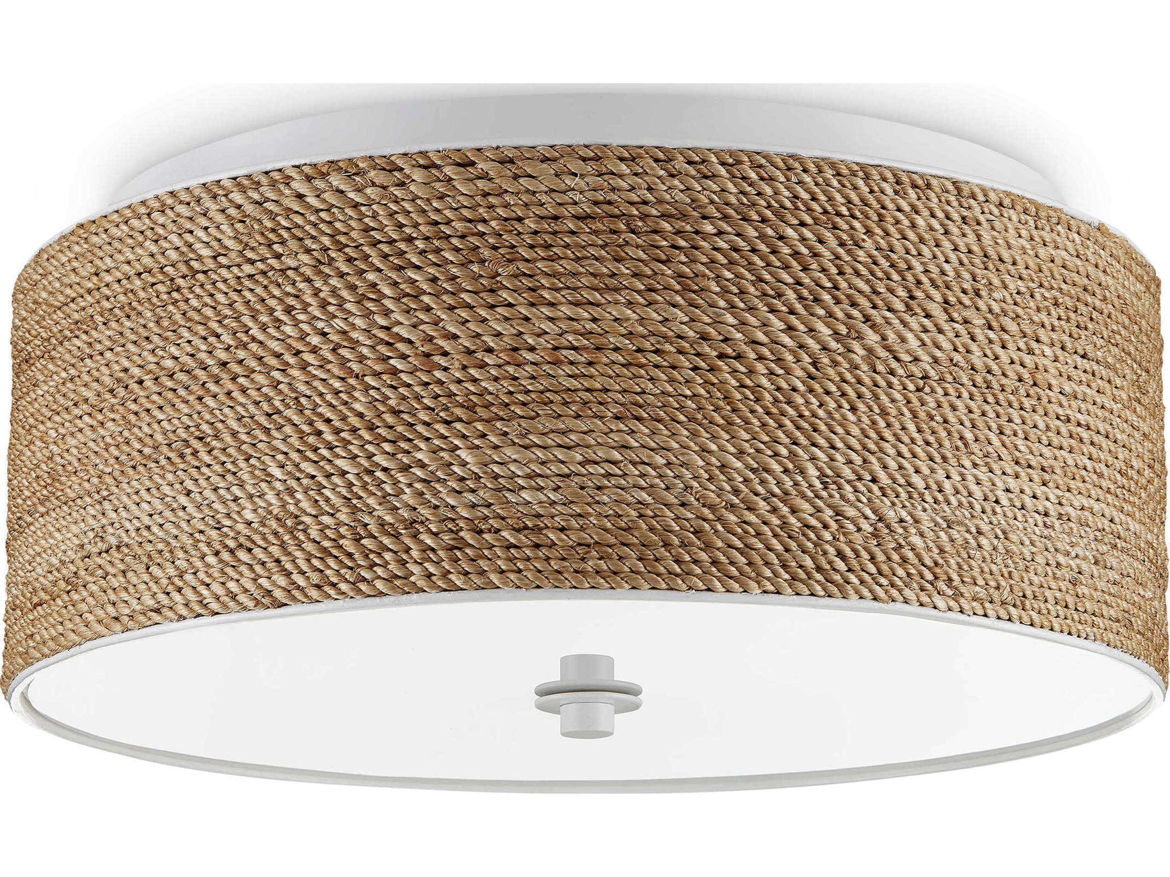 Currey & Company Coulton 1-Light Sugar White Natural Brown LED Drum Flush Mount