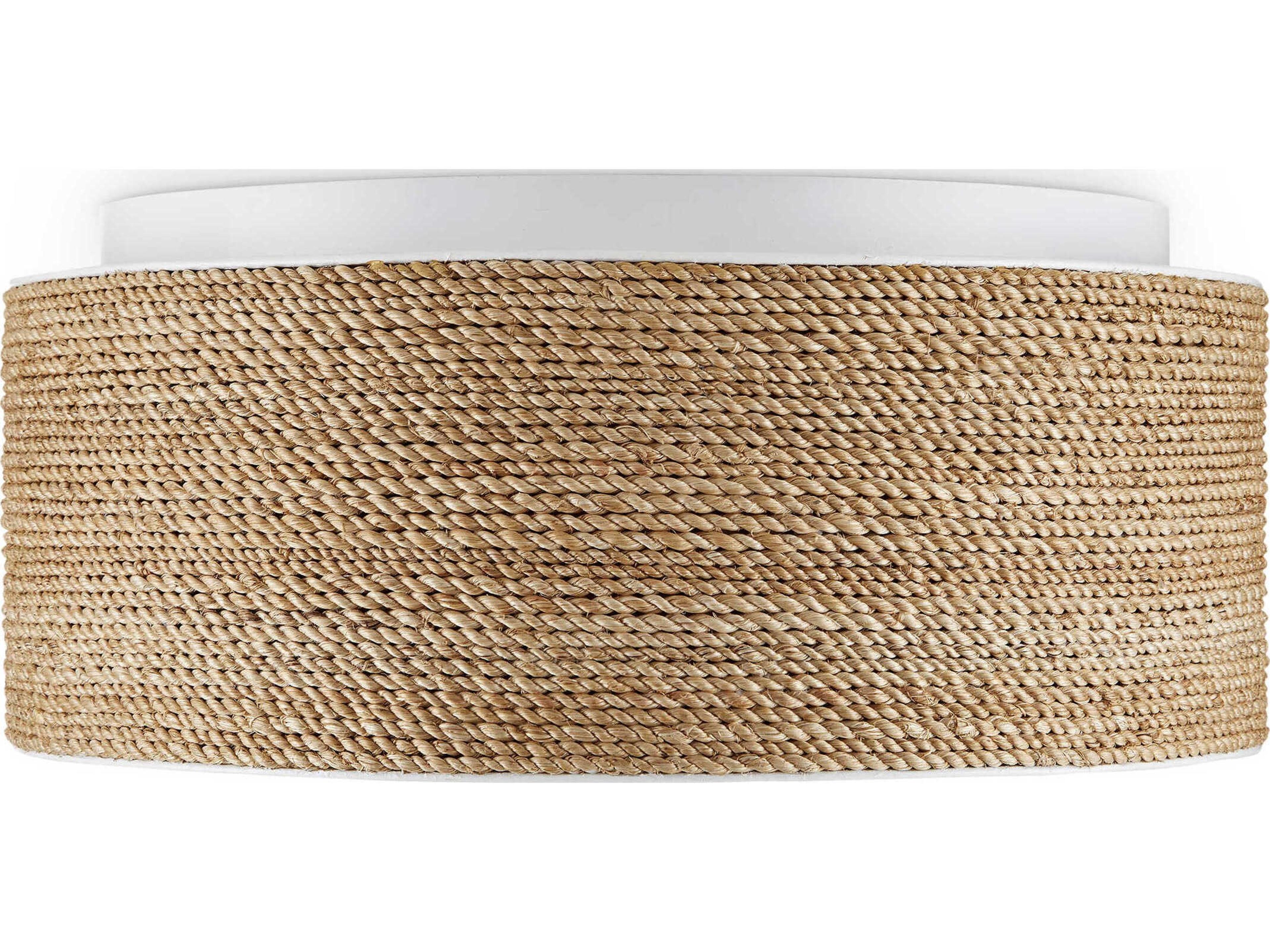 Currey & Company Coulton 1-Light Sugar White Natural Brown LED Drum Flush Mount