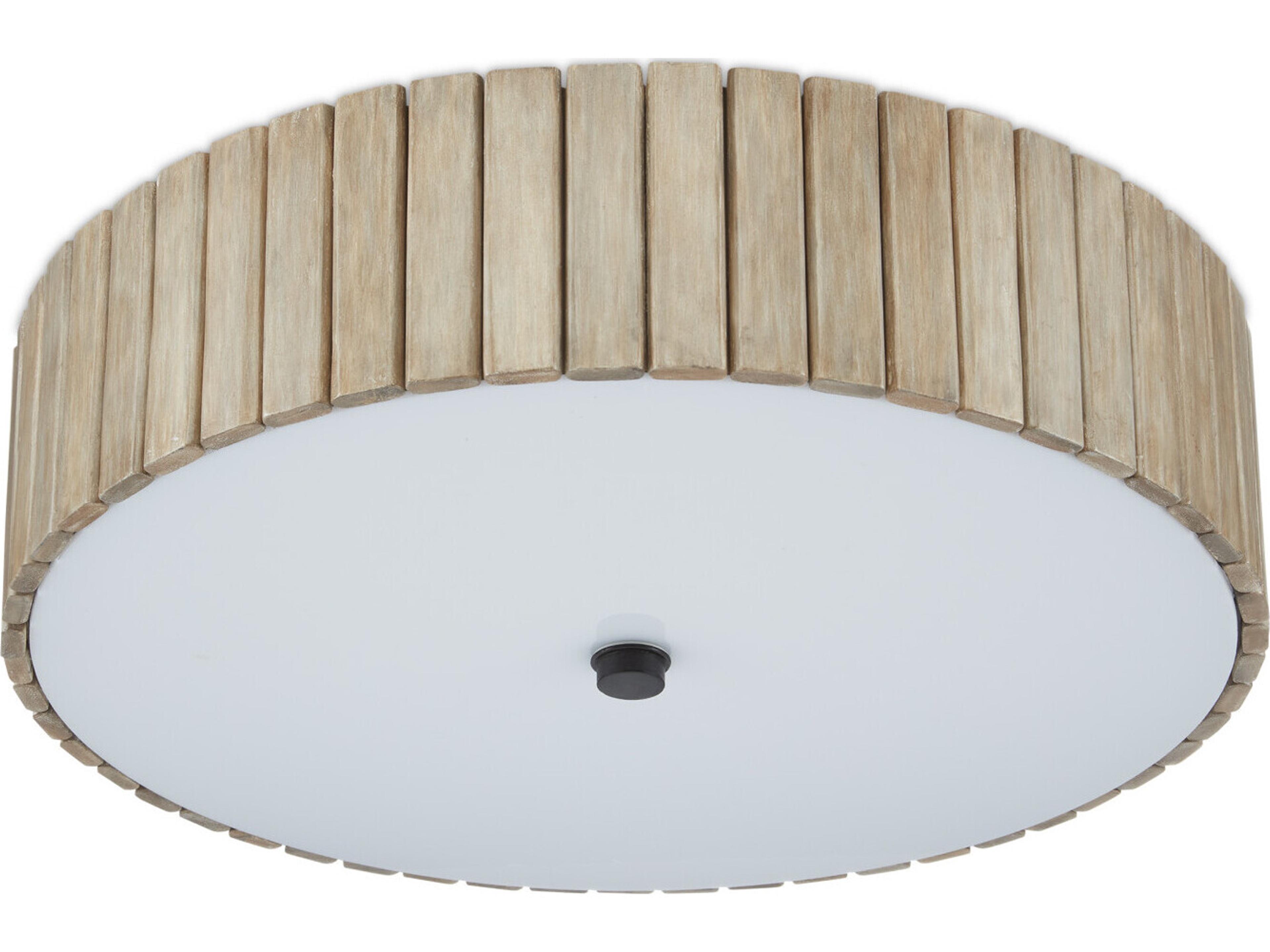 Currey & Company Tetterby 1-Light Natural Black Brown Drum Semi Flush Mount