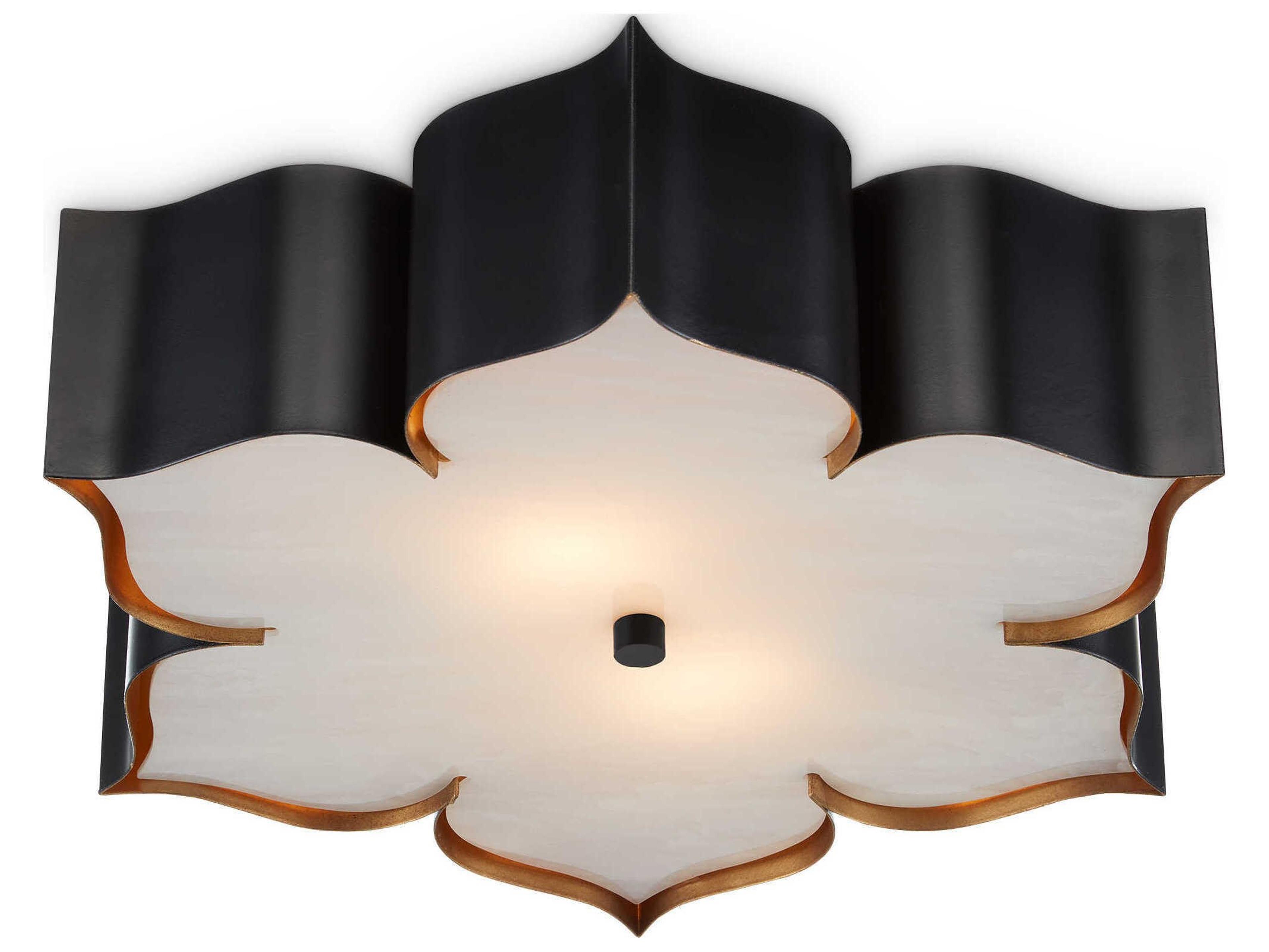 Grand Lotus Flush Mount Ceiling Light in Satin Black