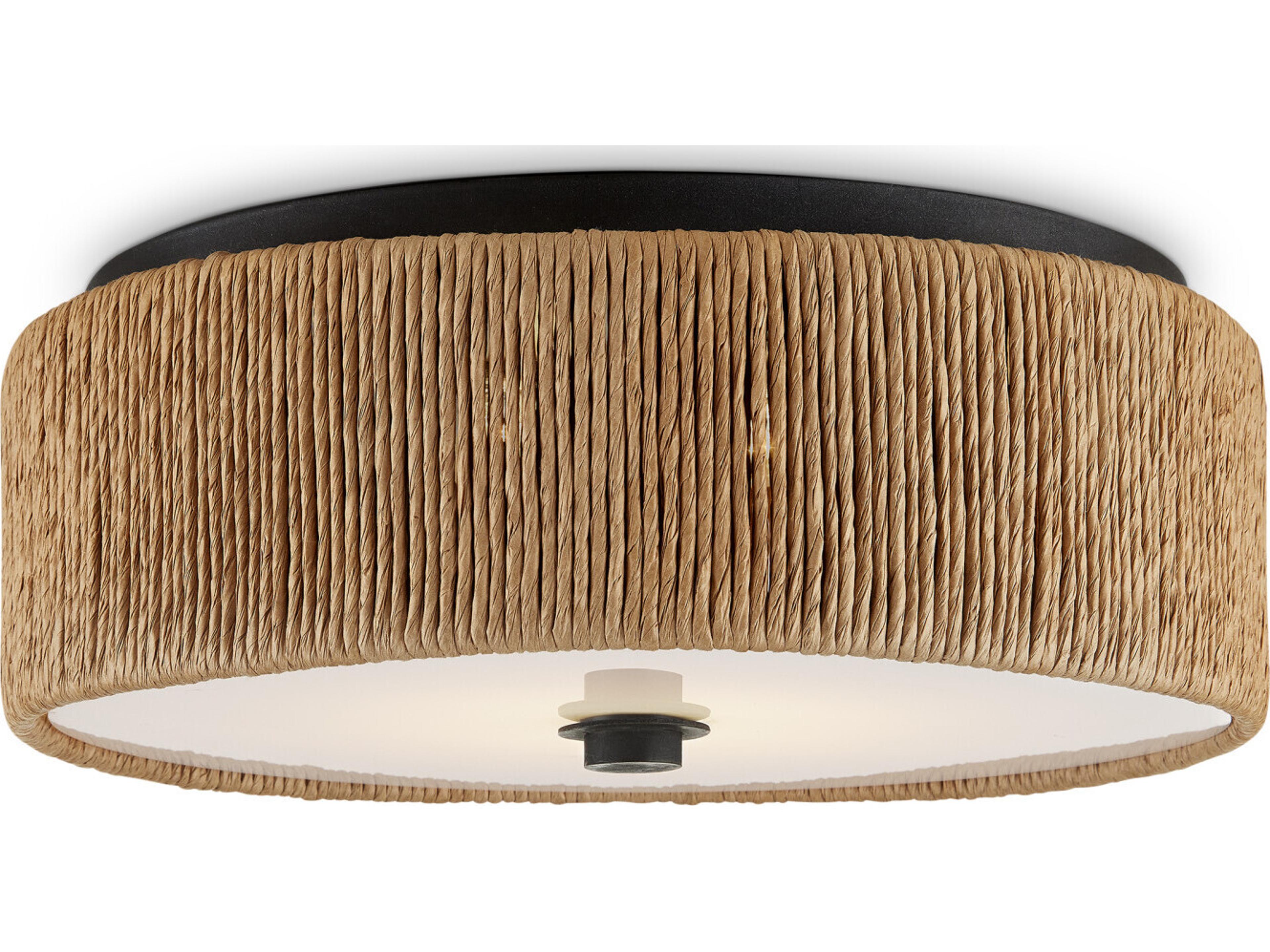 Currey & Company Brownell 1-Light Blacksmith Natural Brown LED Drum Flush Mount