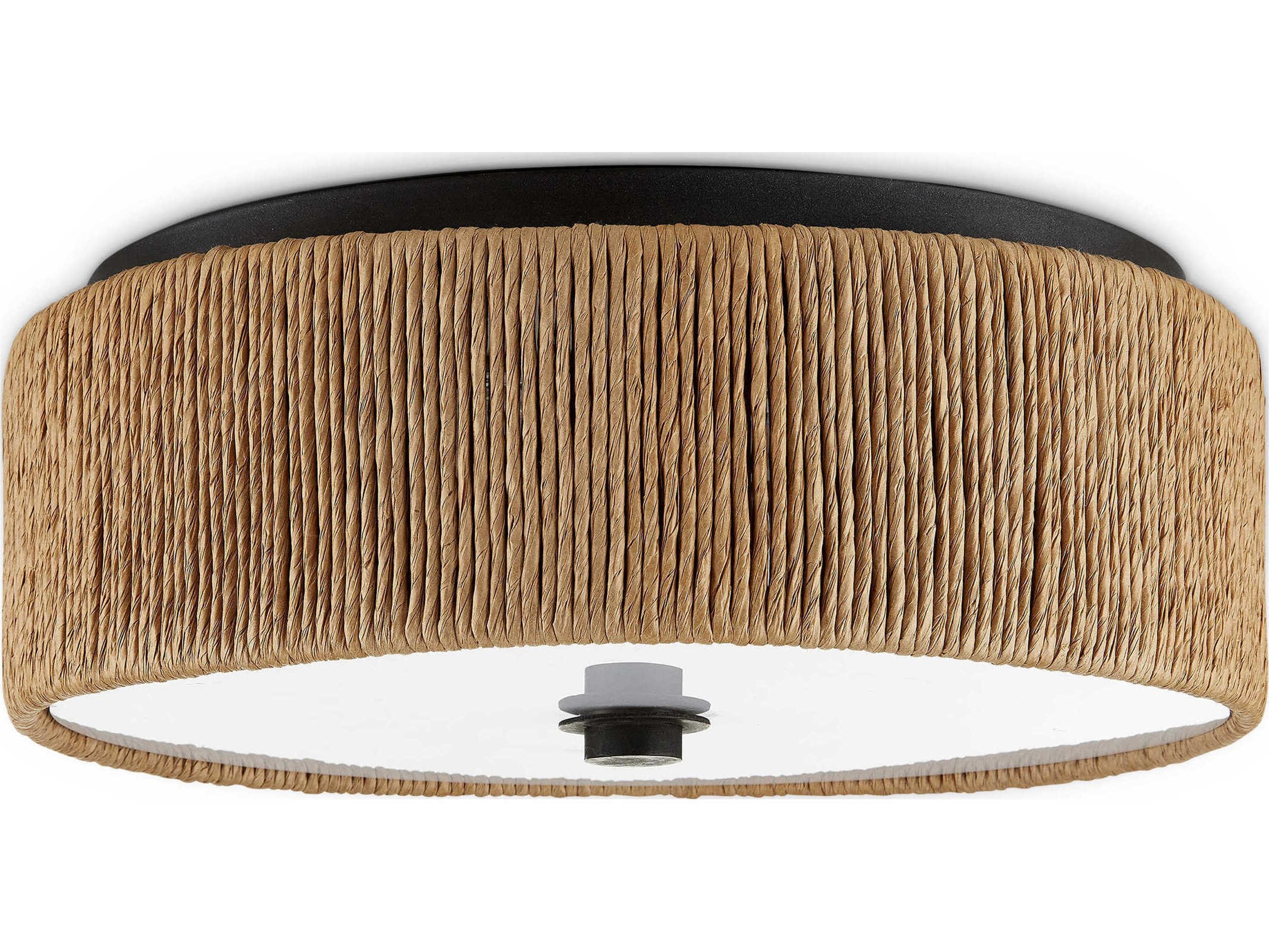 Currey & Company Brownell 1-Light Blacksmith Natural Brown LED Drum Flush Mount