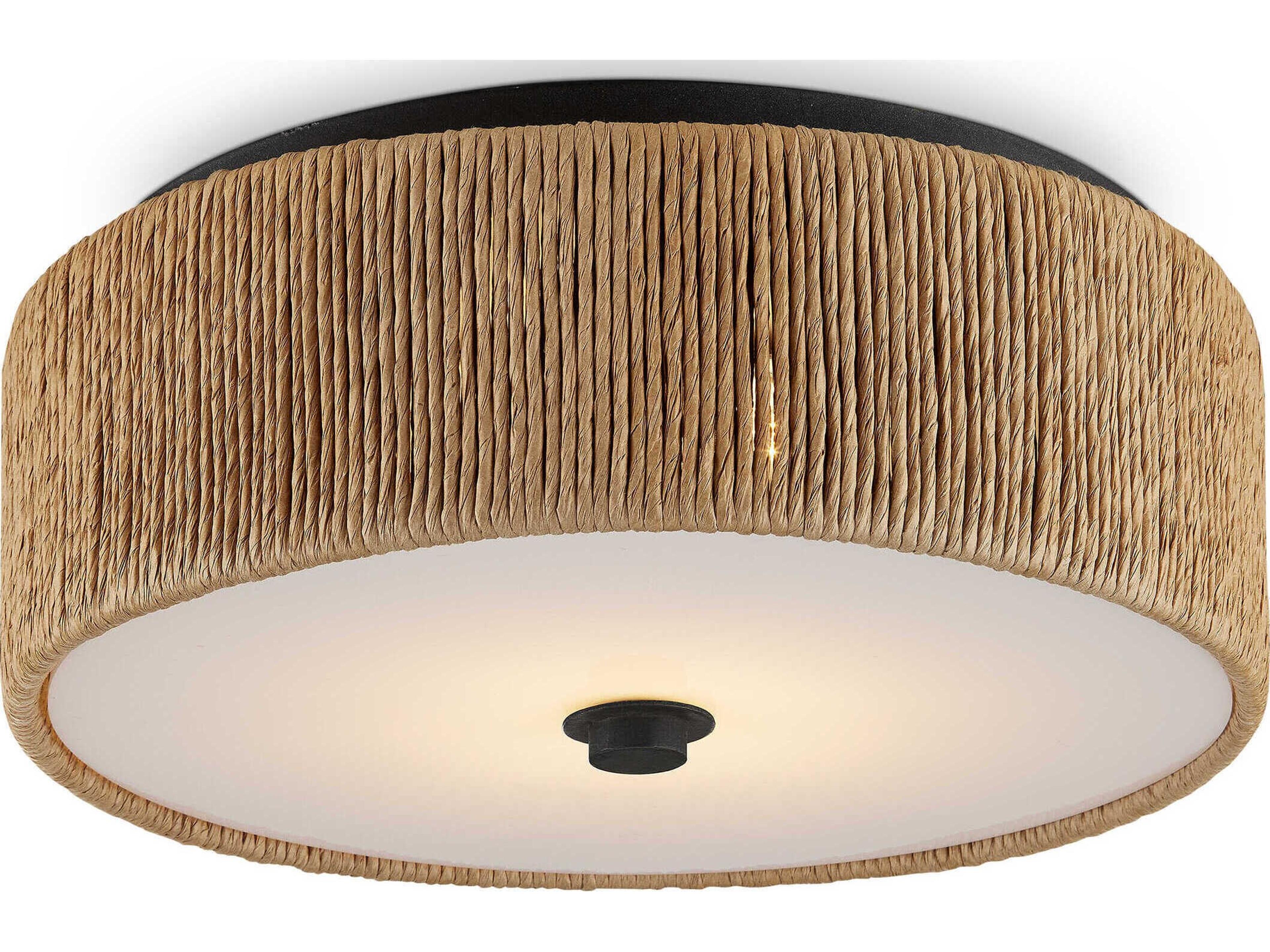Currey & Company Brownell 1-Light Blacksmith Natural Brown LED Drum Flush Mount