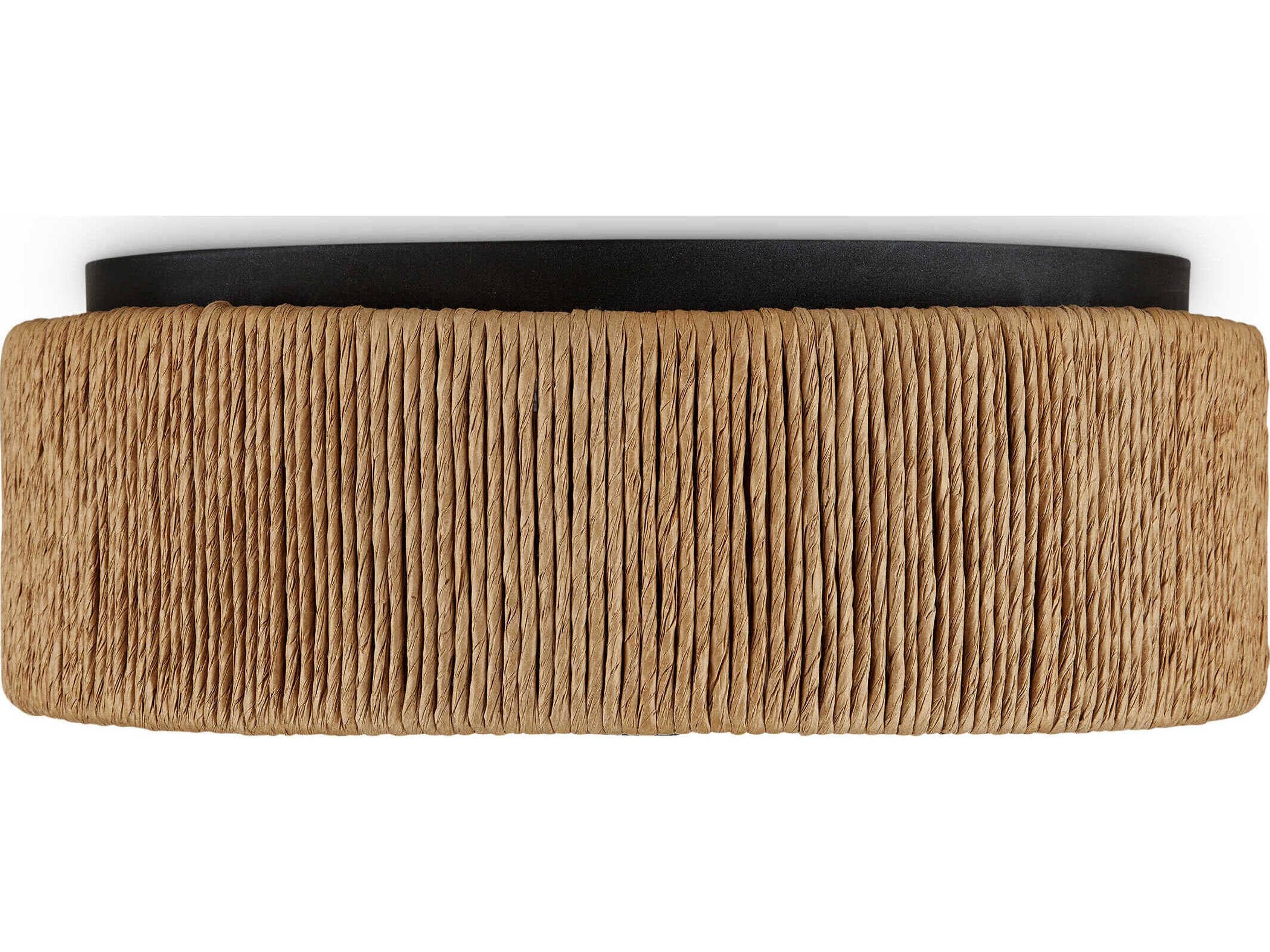 Currey & Company Brownell 1-Light Blacksmith Natural Brown LED Drum Flush Mount