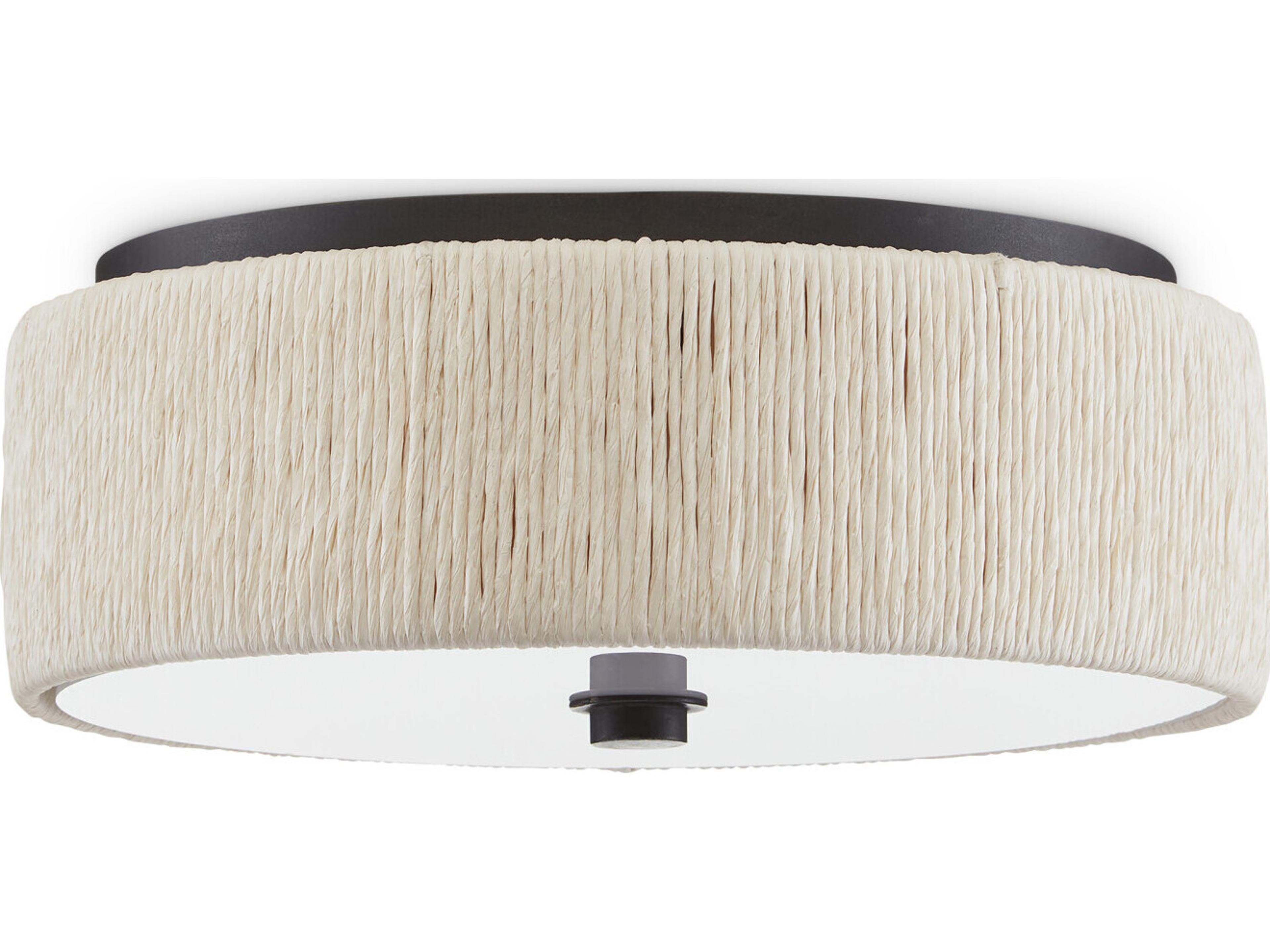 Currey & Company Tyrone 1-Light Natural Black Drum Flush Mount