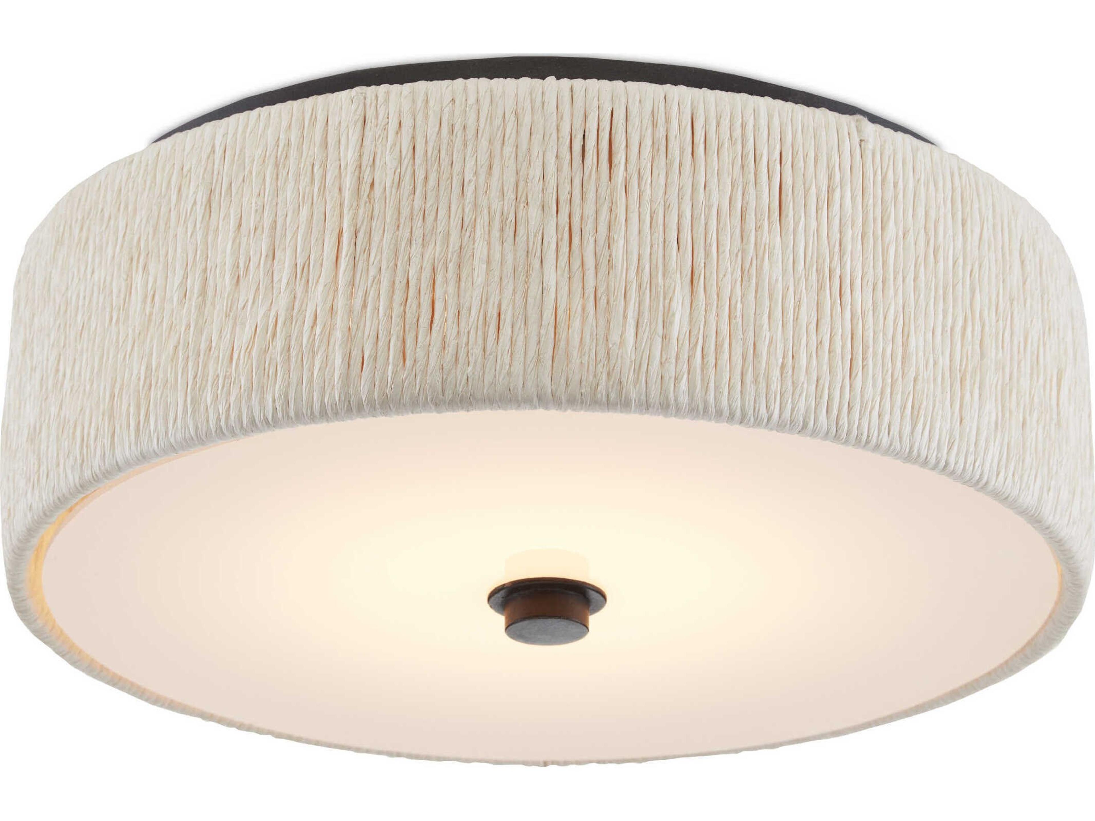 Currey & Company Tyrone 1-Light Natural Black Drum Flush Mount
