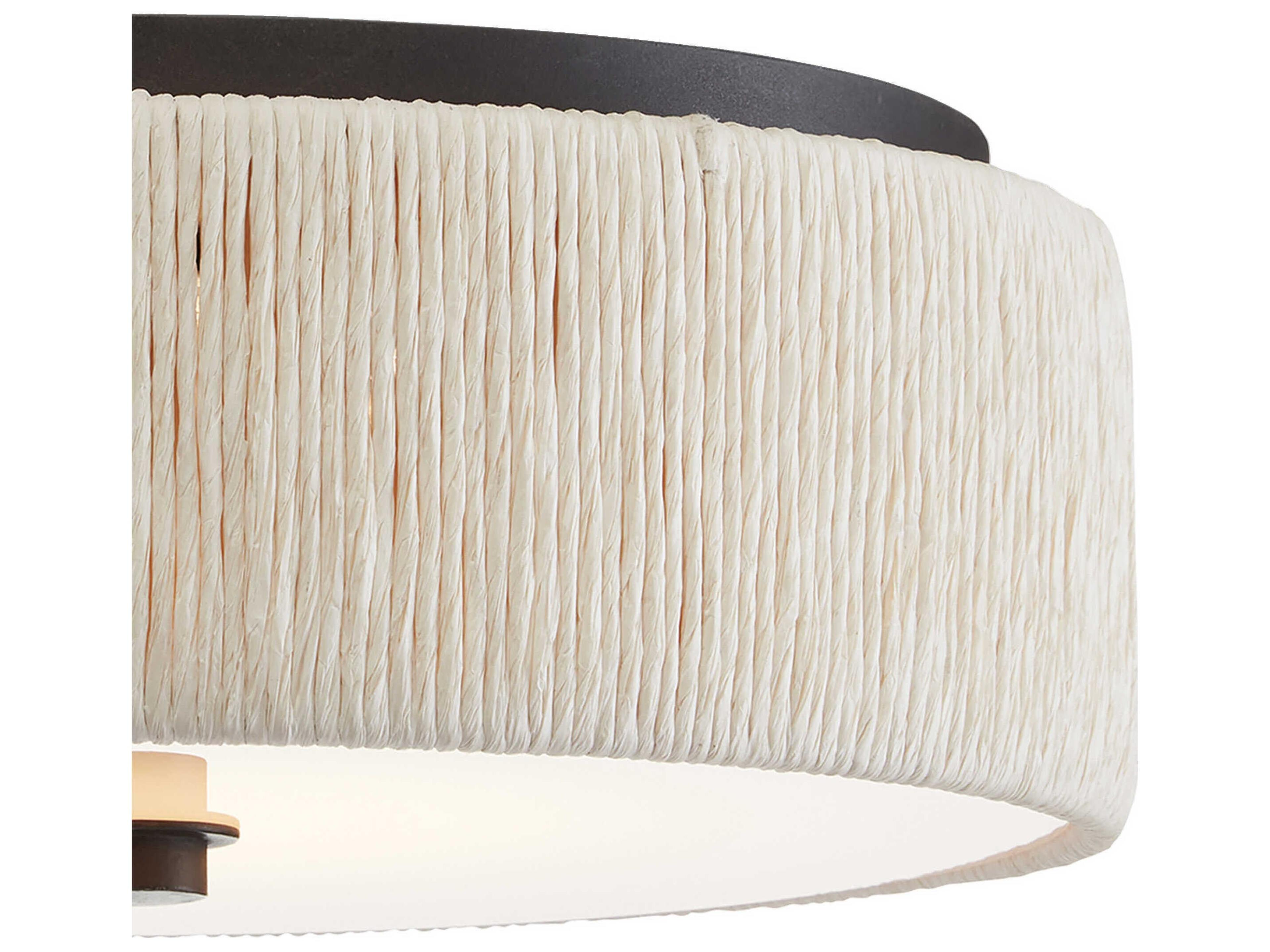 Currey & Company Tyrone 1-Light Natural Black Drum Flush Mount
