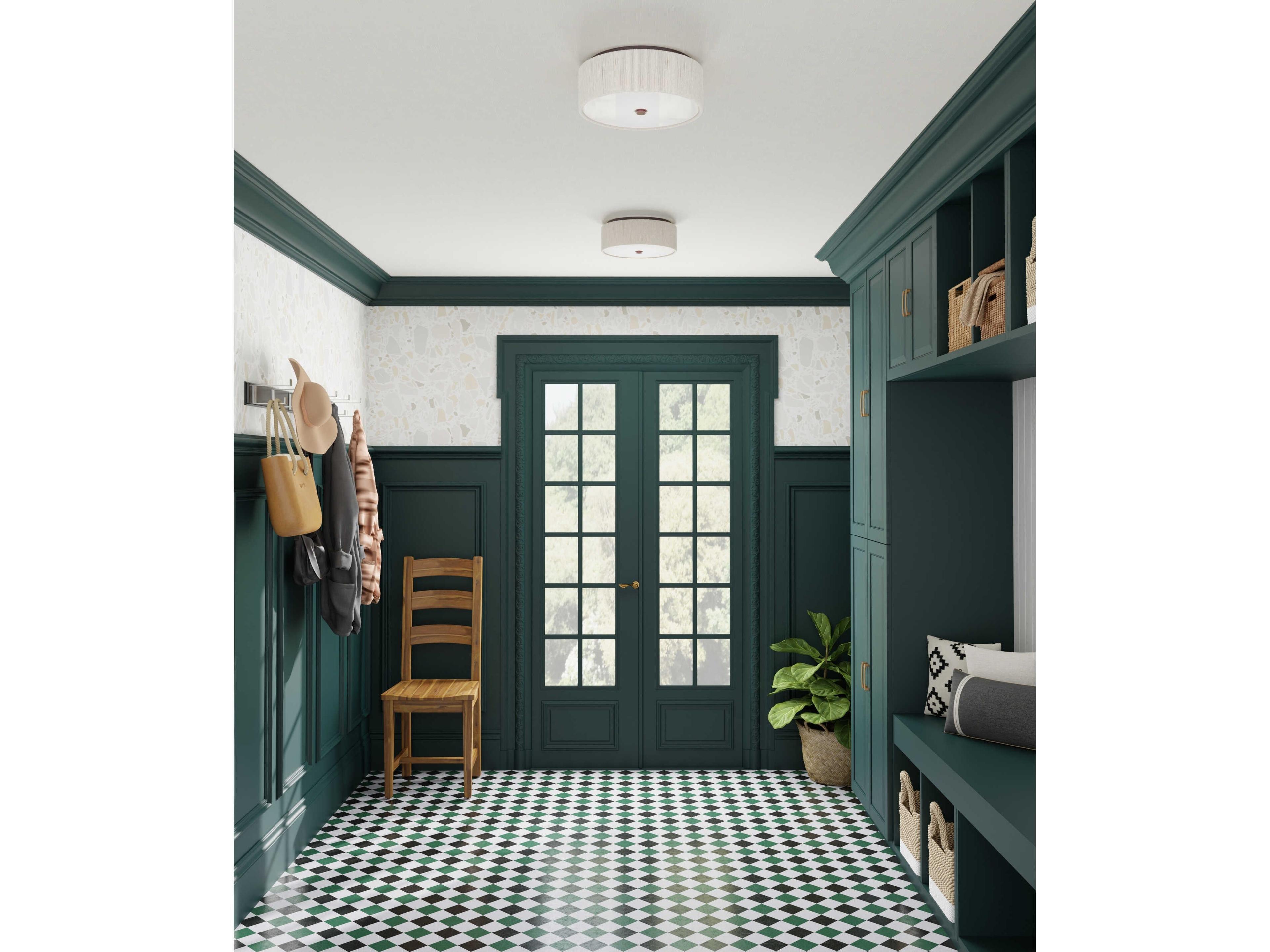 Currey & Company Tyrone 1-Light Natural Black Drum Flush Mount