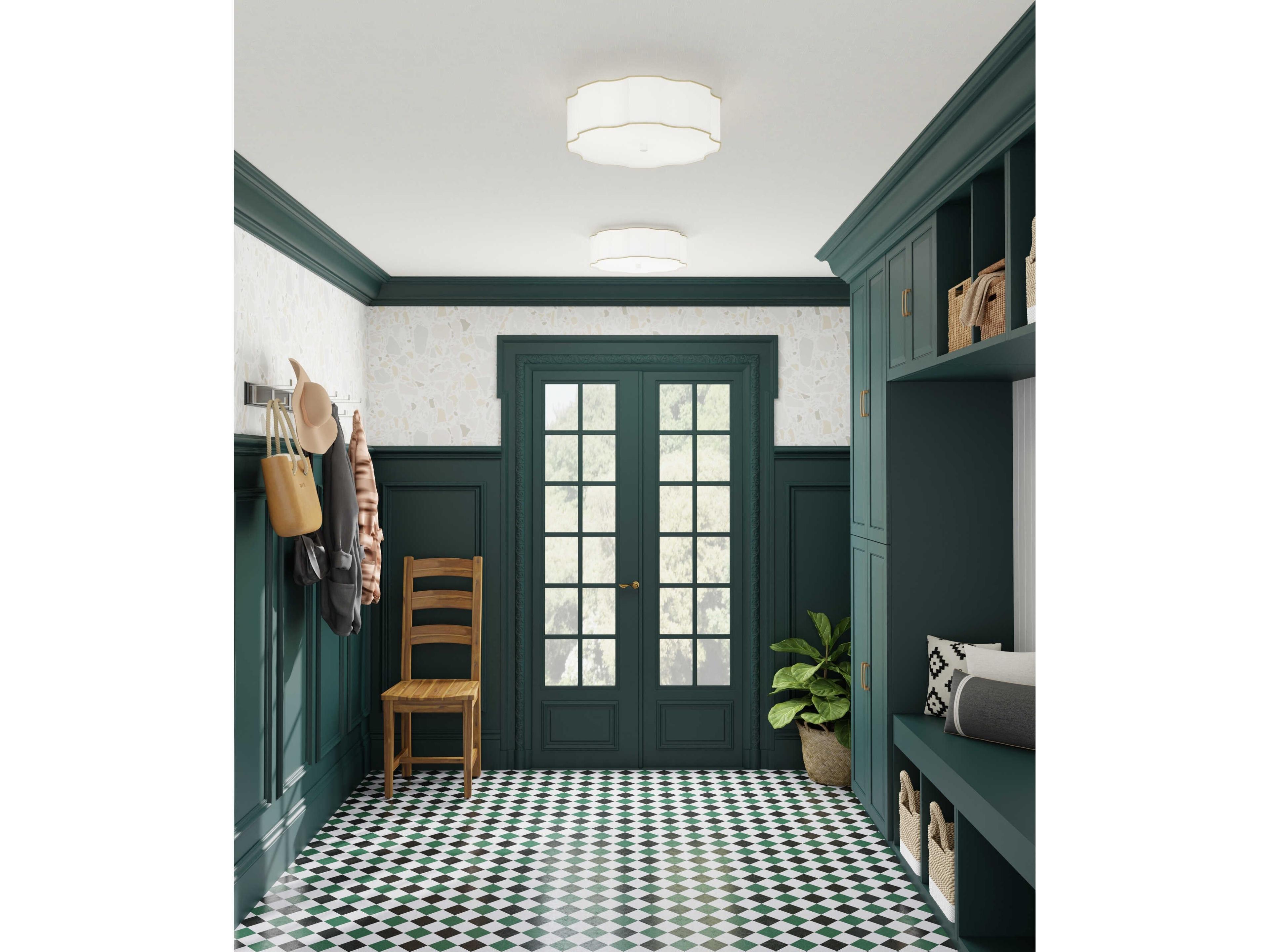 Currey & Company Wexford 3-Light Snow White Gold LED Flush Mount