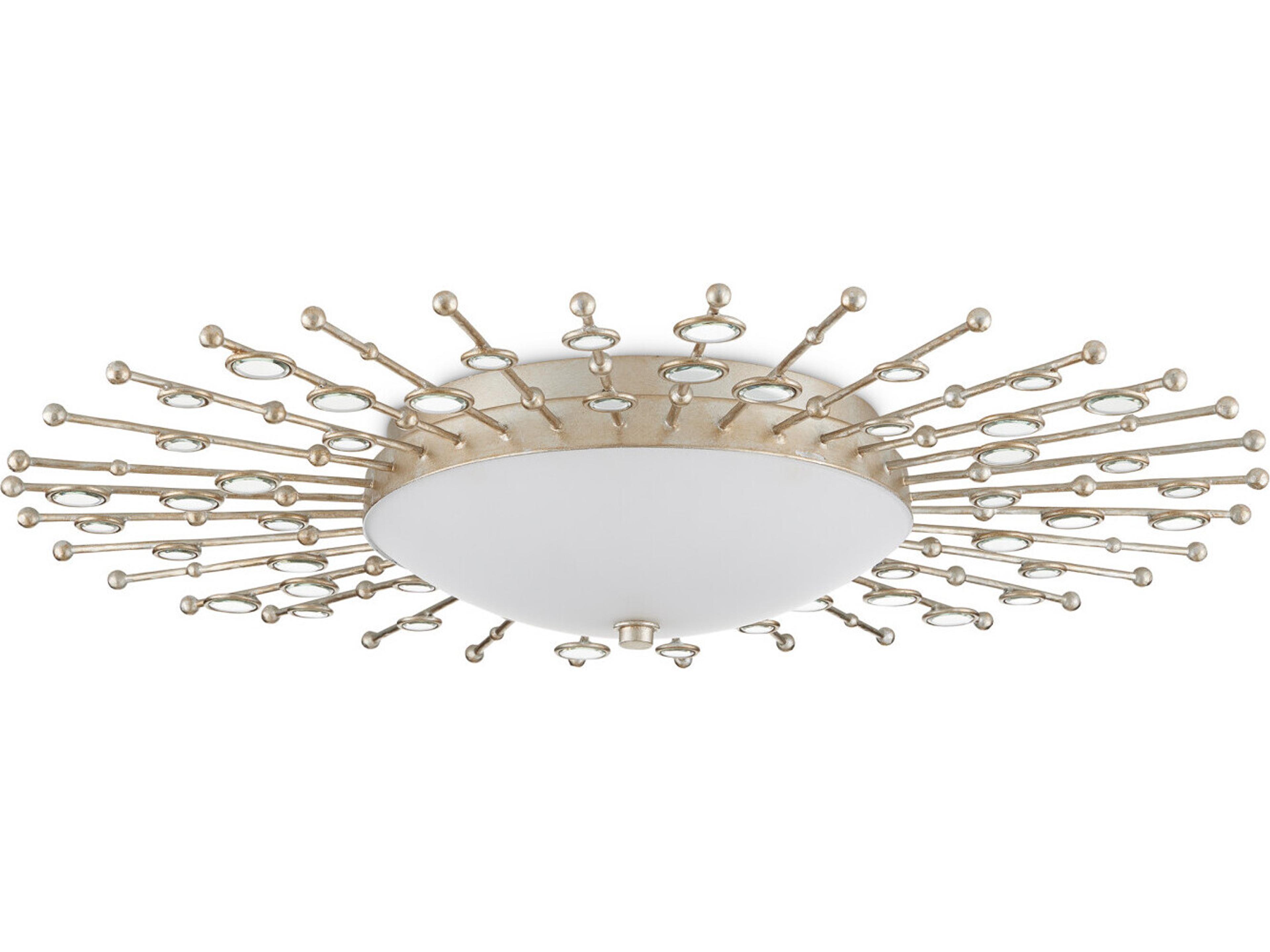 Currey & Company Planisphere 1-Light Silver Leaf Glass LED Flush Mount