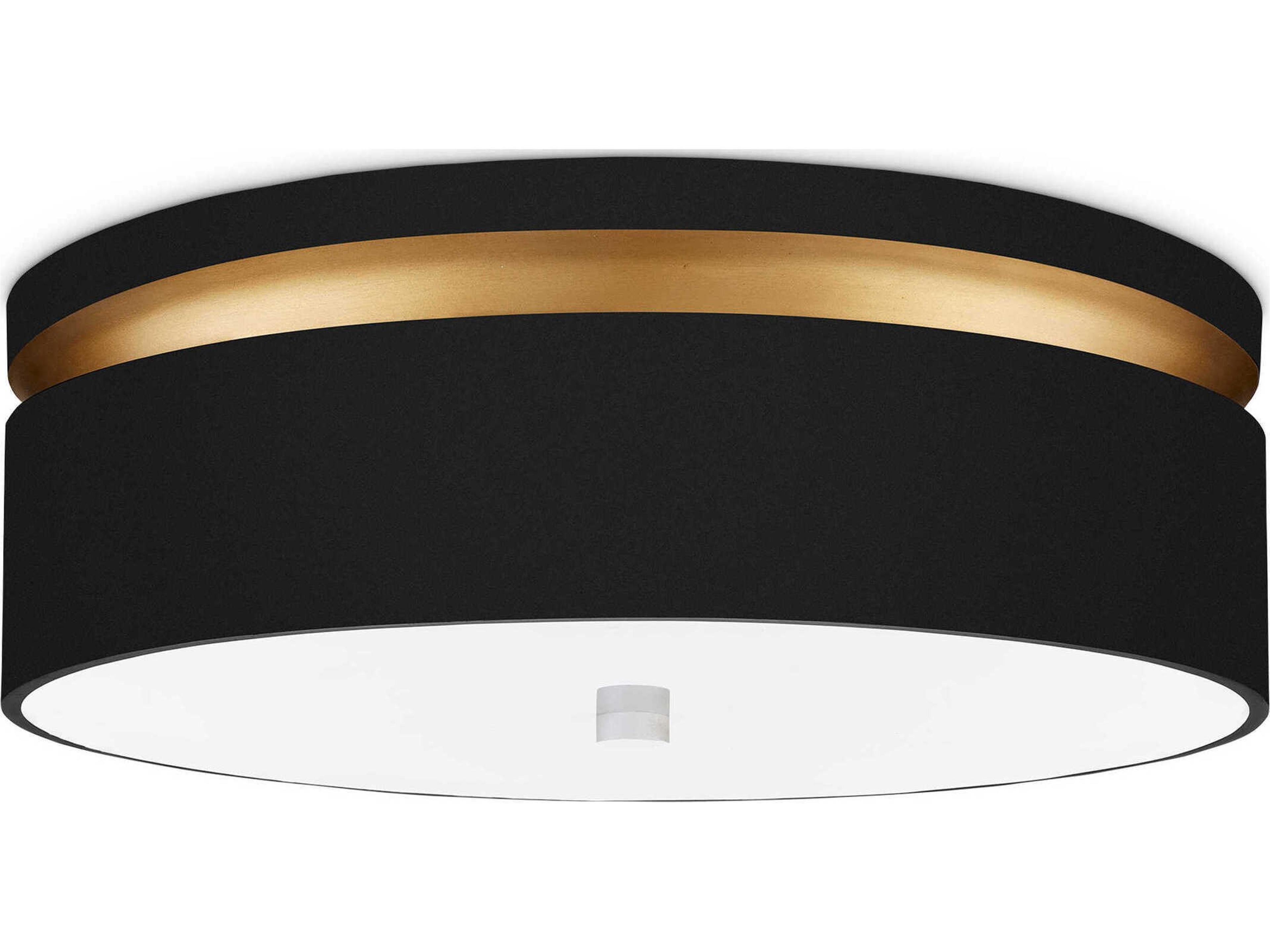 Currey & Company Serenity 1-Light Satin Black Contemporary Gold LED Flush Mount