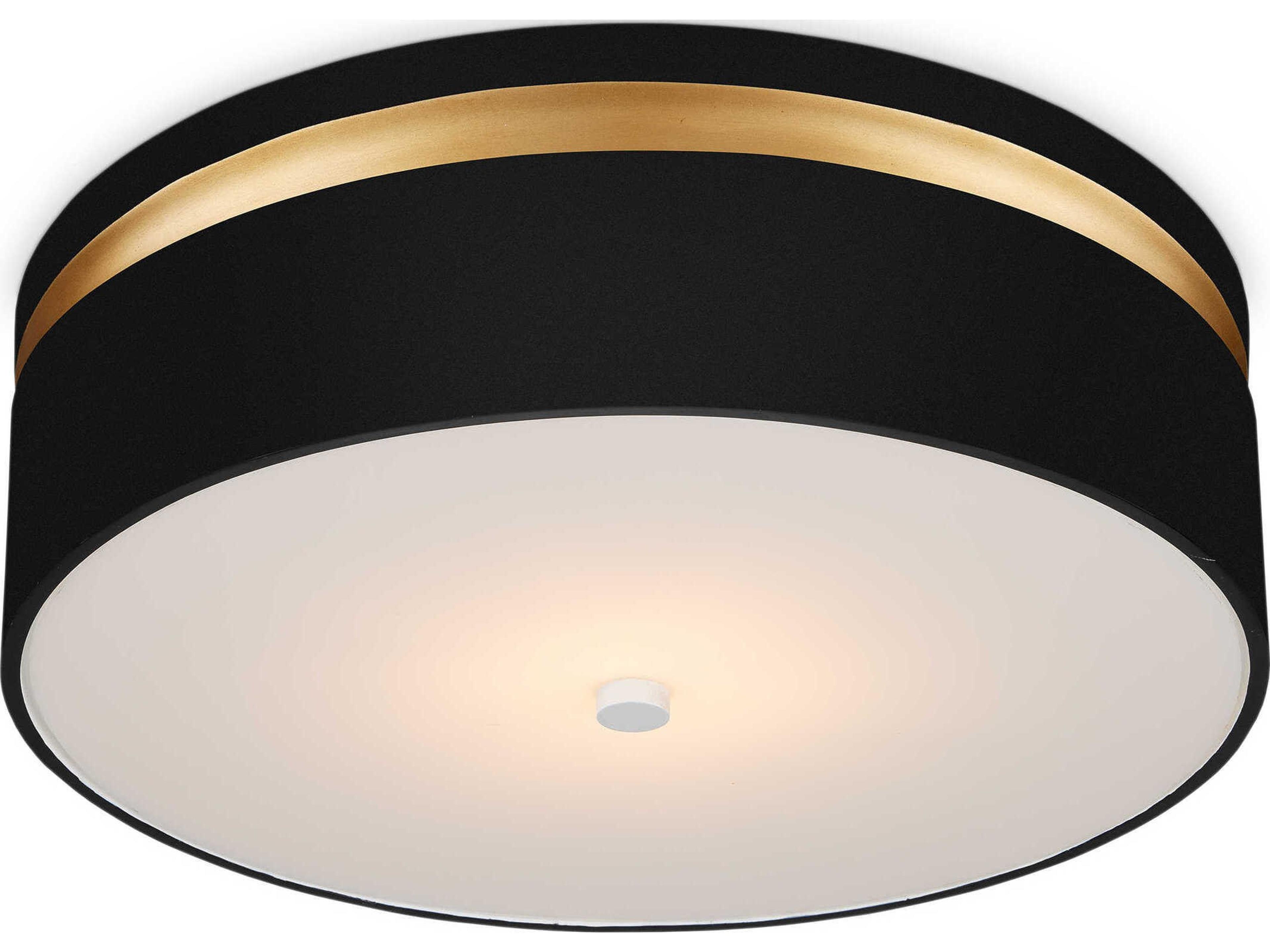 Currey & Company Serenity 1-Light Satin Black Contemporary Gold LED Flush Mount