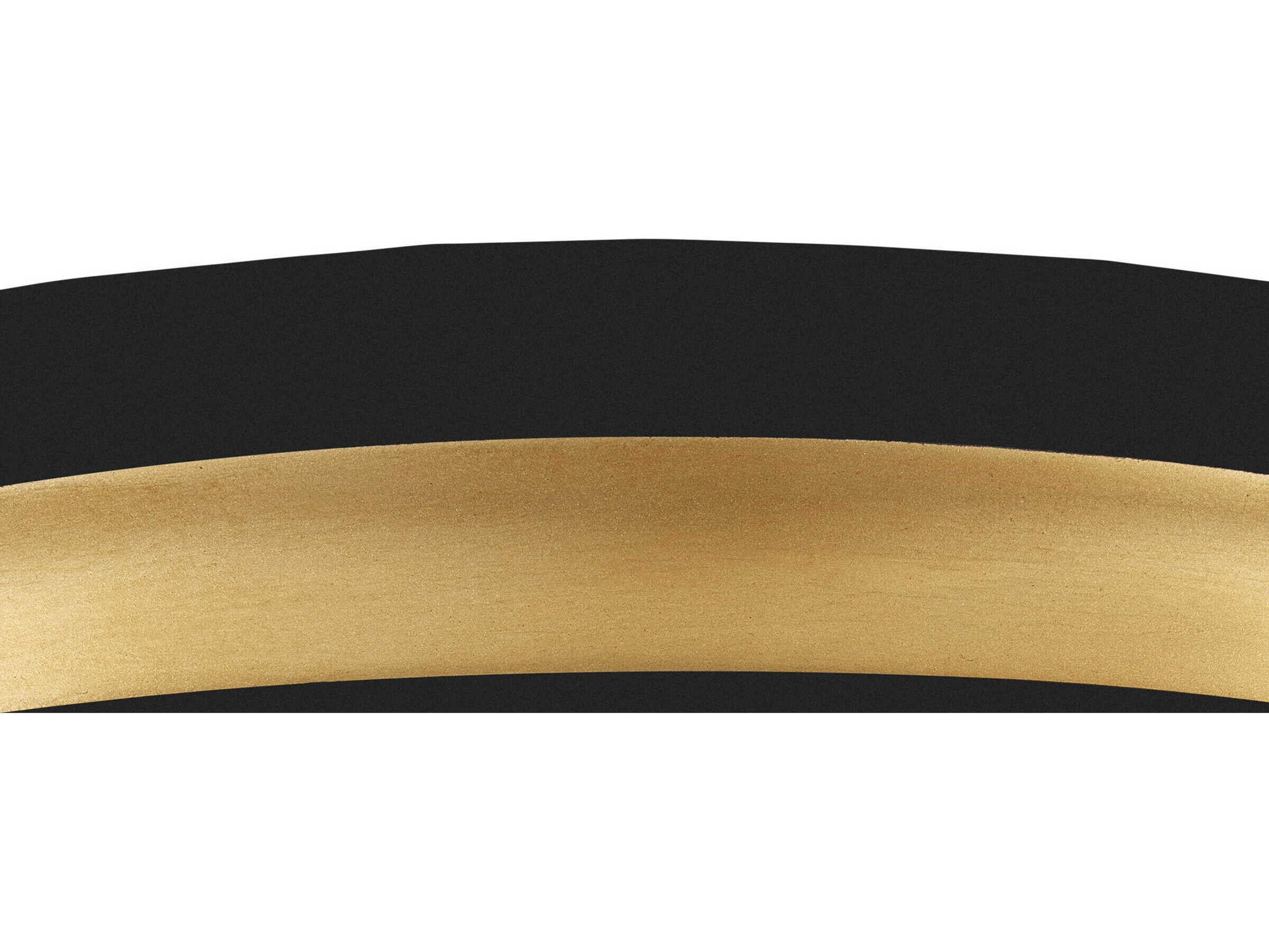 Currey & Company Serenity 1-Light Satin Black Contemporary Gold LED Flush Mount