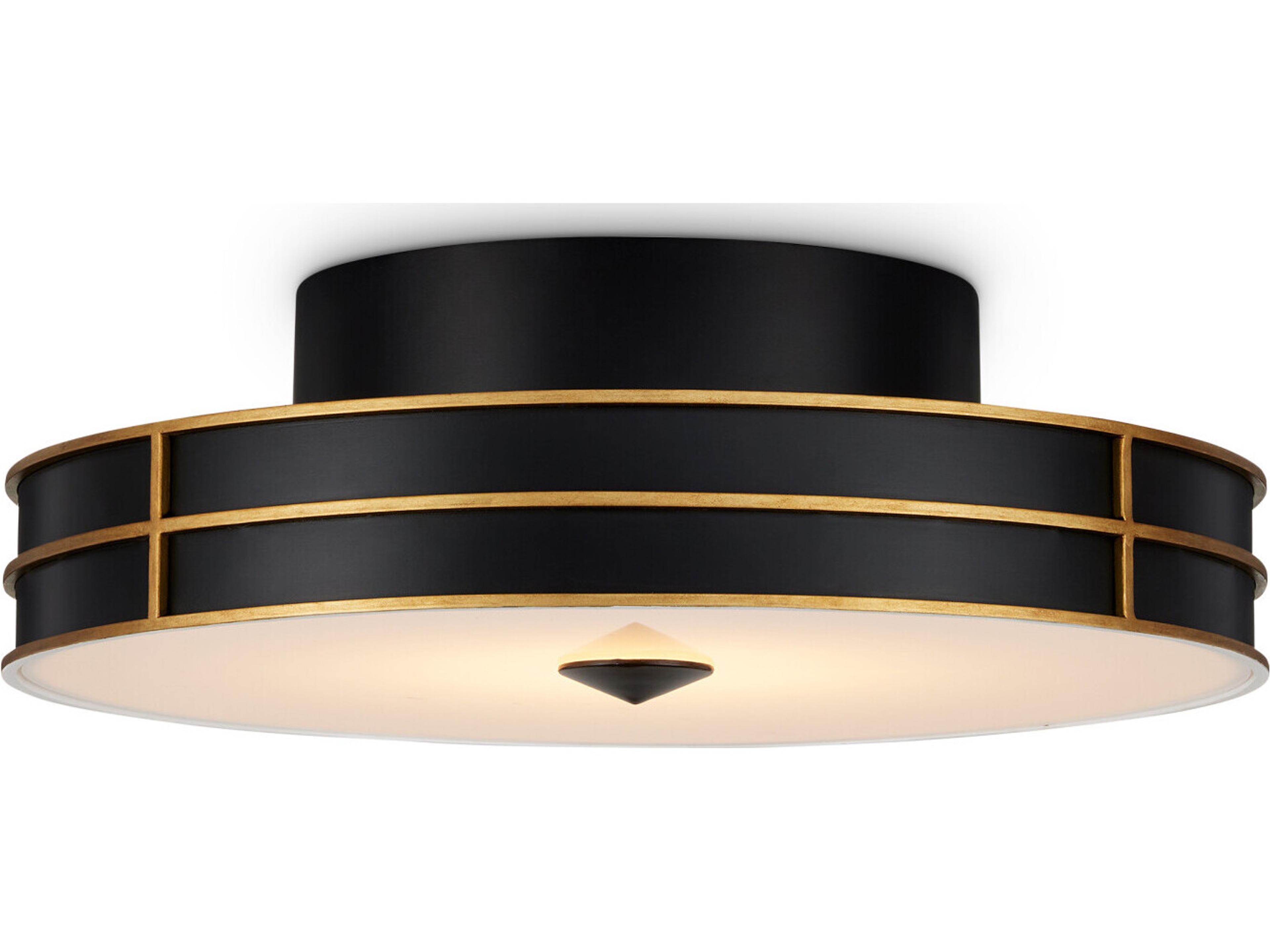 Currey & Company Fielding 1-Light Black Drum Flush Mount