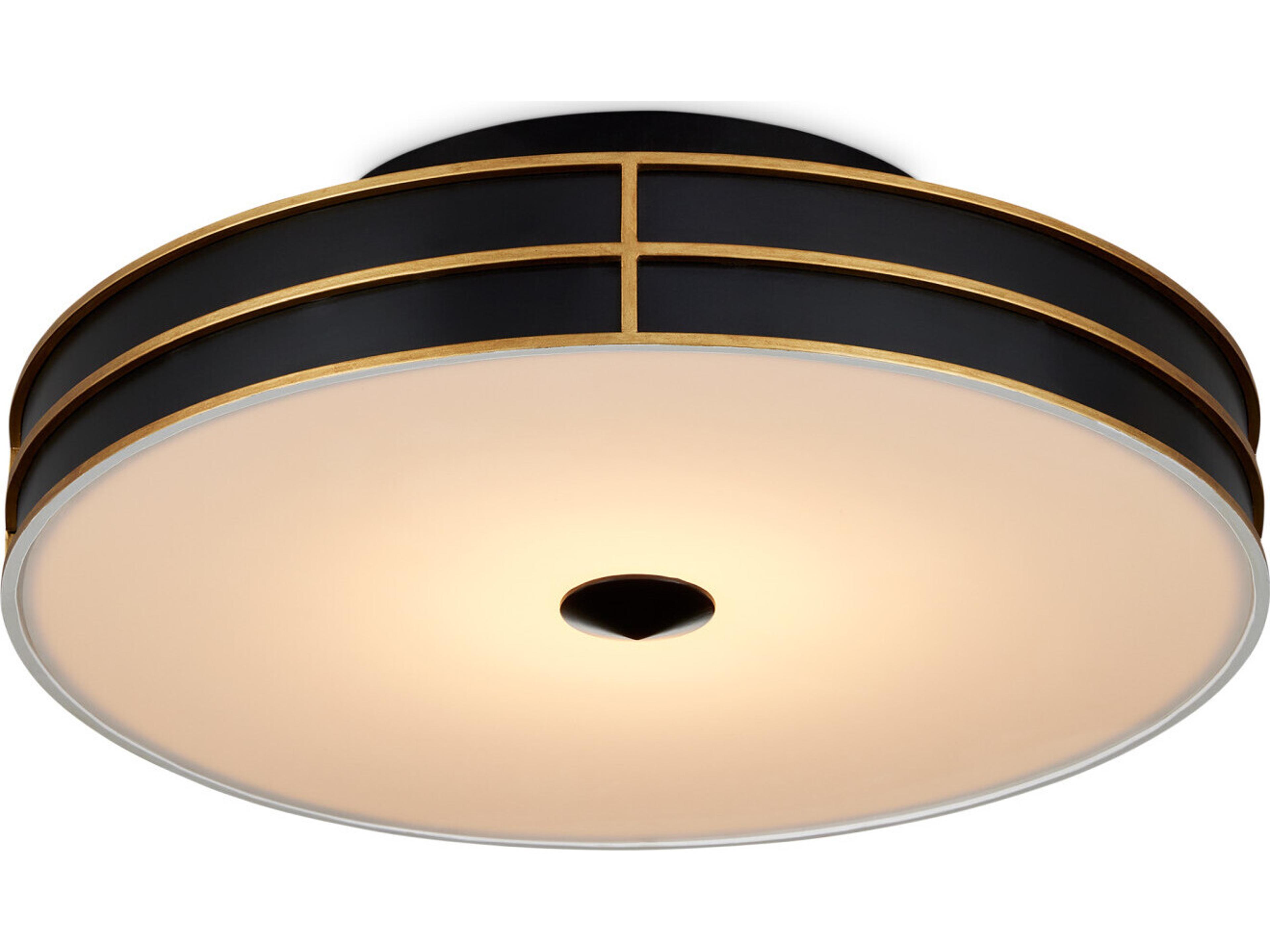Currey & Company Fielding 1-Light Black Drum Flush Mount