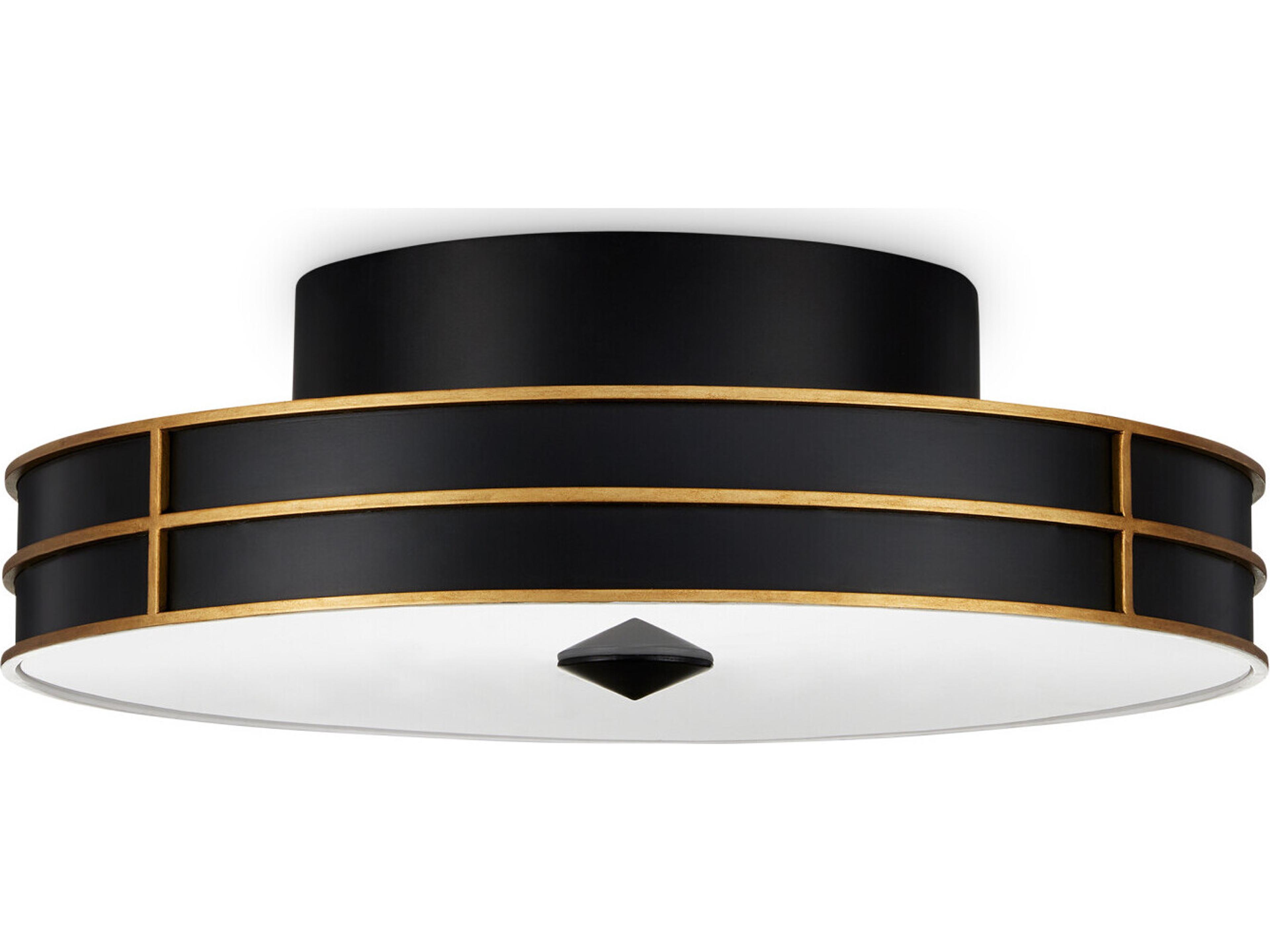 Currey & Company Fielding 1-Light Black Drum Flush Mount