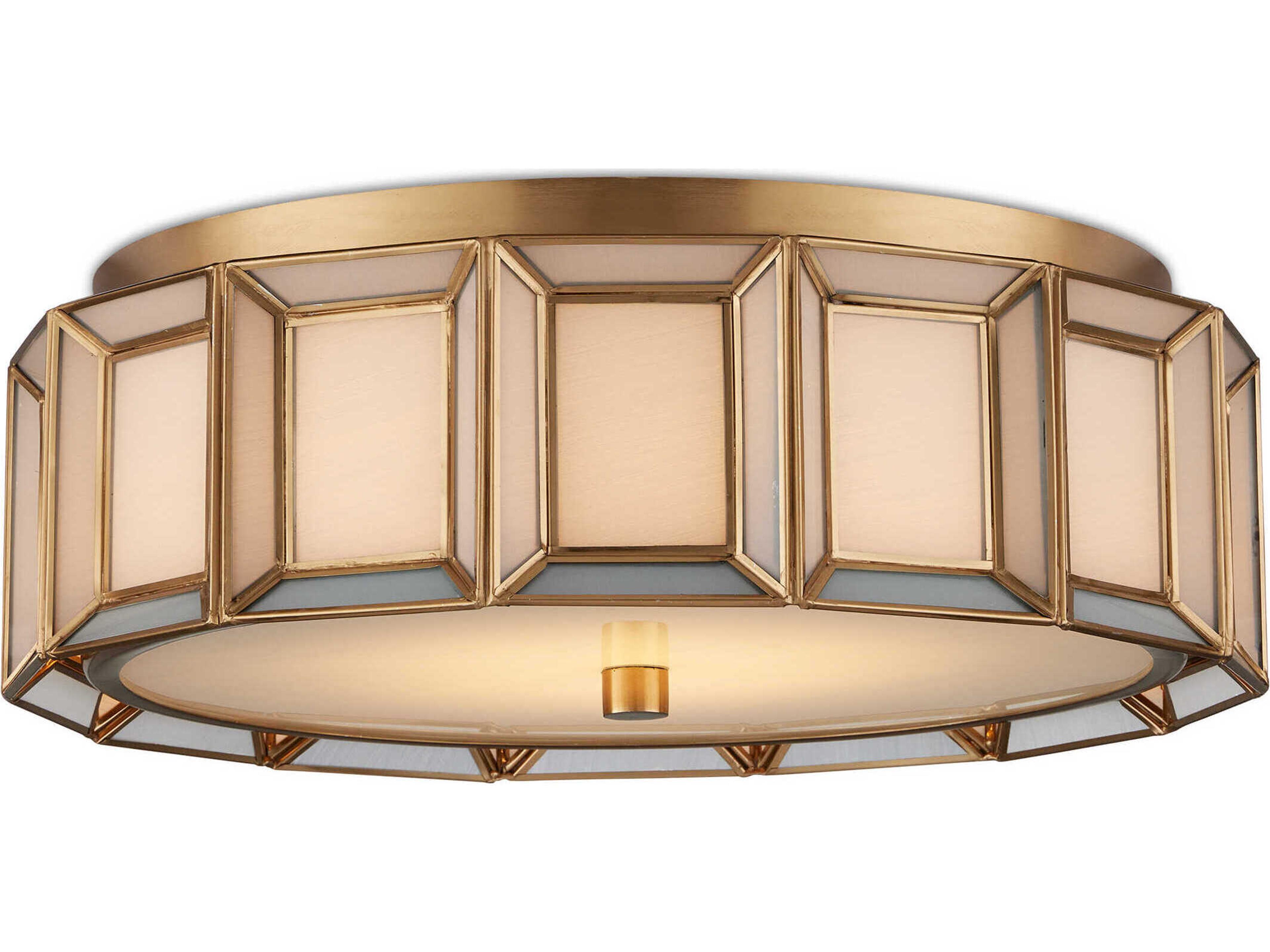 Daze 1-Light Antique Brass White Round Flush Mount