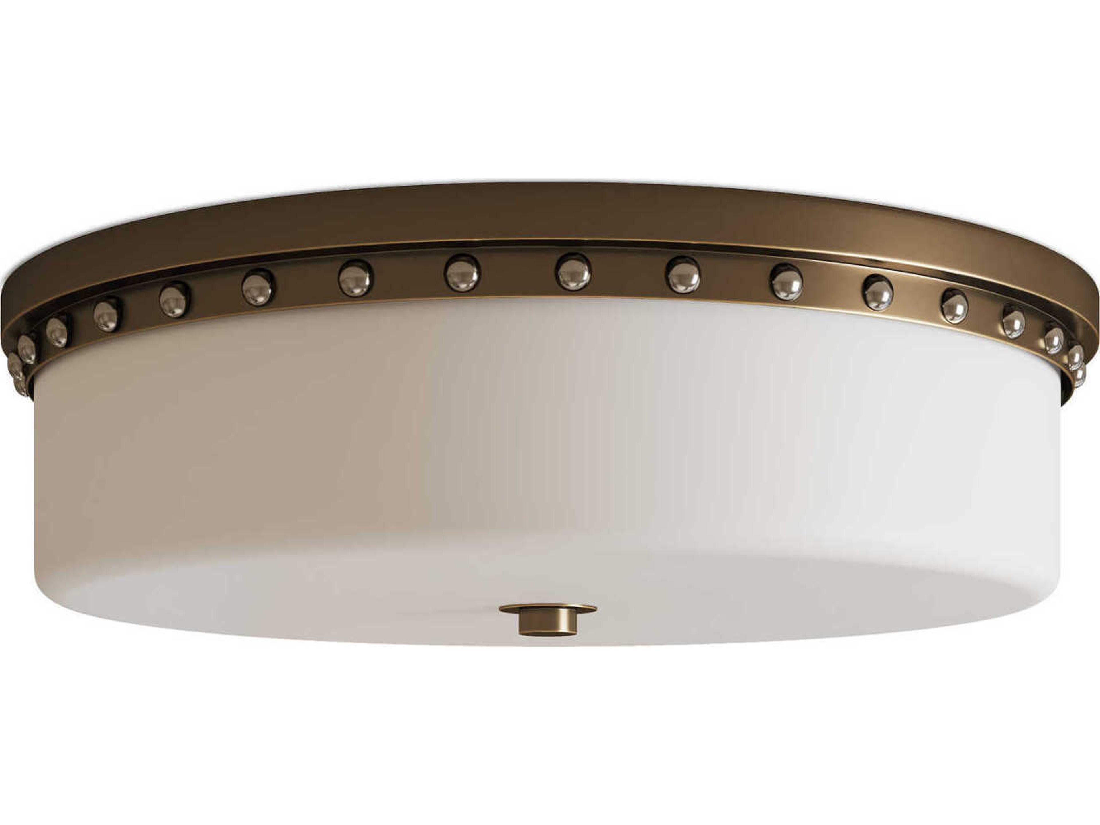 Currey & Company Barnabe 1-Light White Antique Brass Polished Nickel Flush Mount