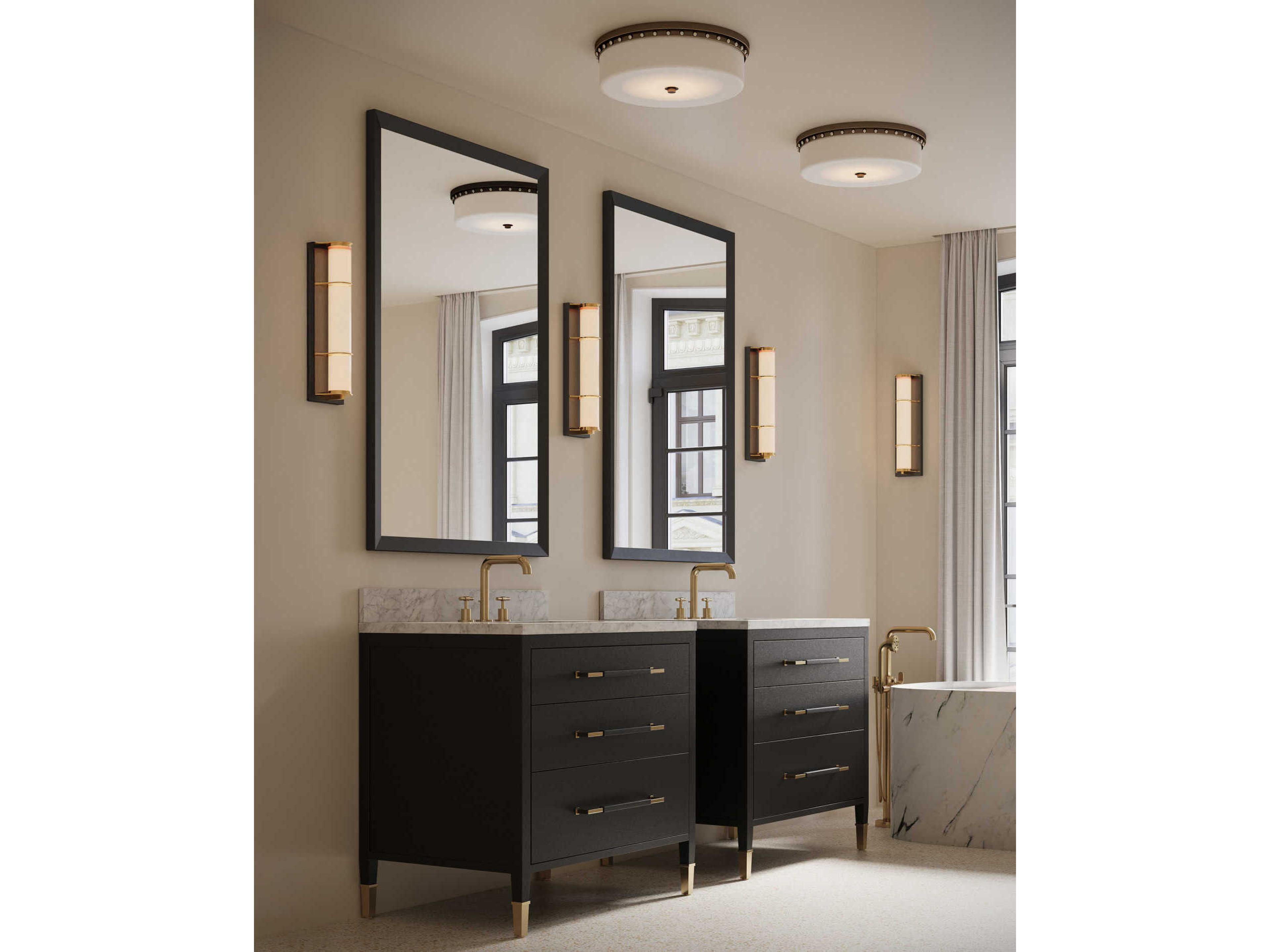 Currey & Company Barnabe 1-Light White Antique Brass Polished Nickel Flush Mount