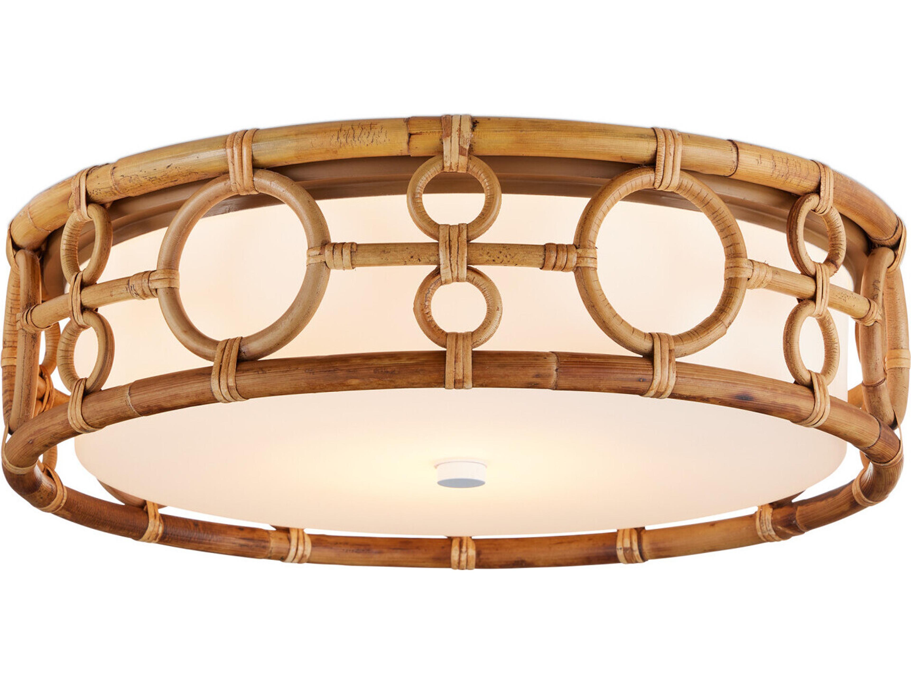 Tegal 1-Light Natural Khaki White Brown Round Flush Mount