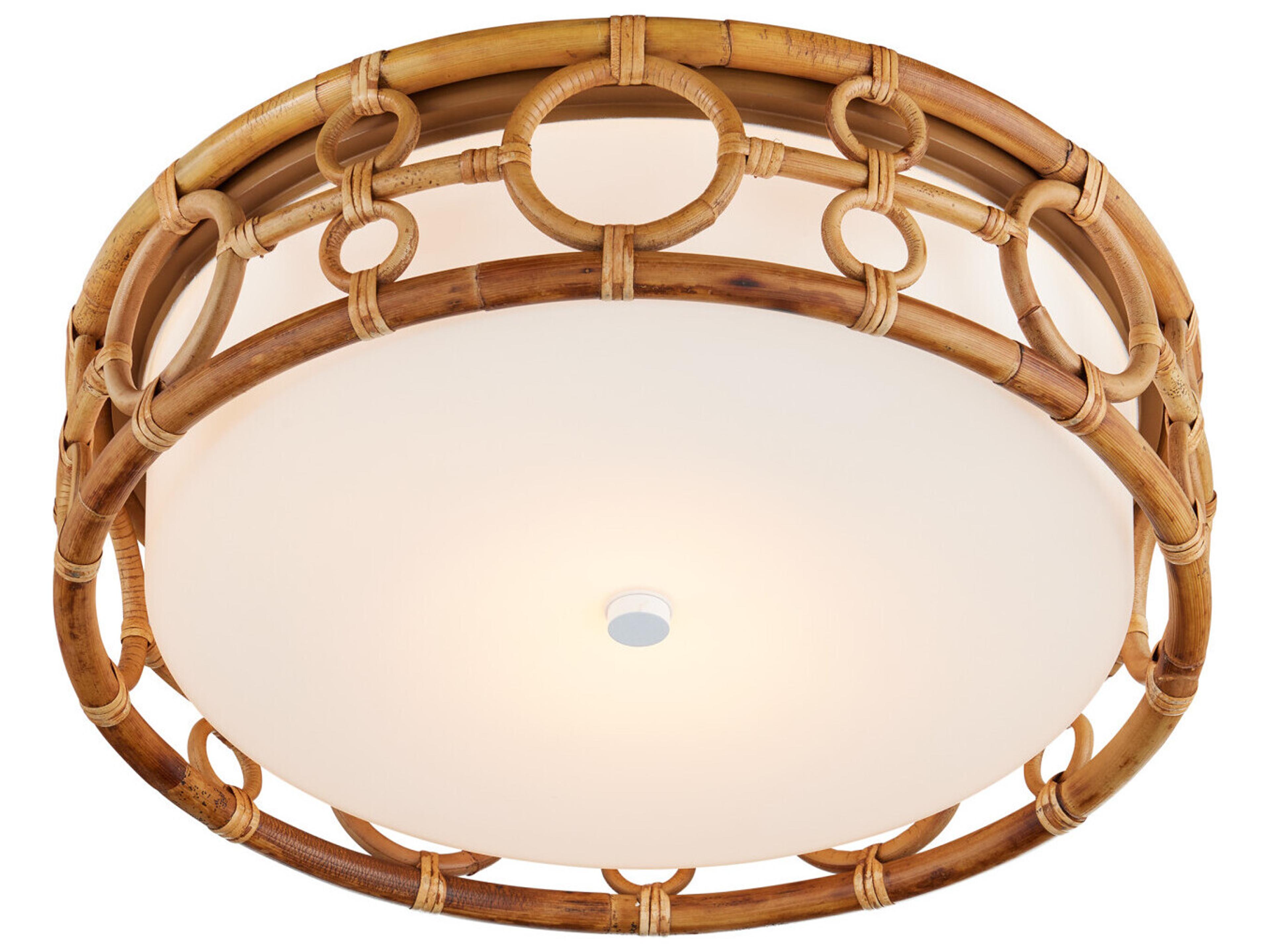Currey & Company Tegal 1-Light Natural Khaki White Brown Round Flush Mount