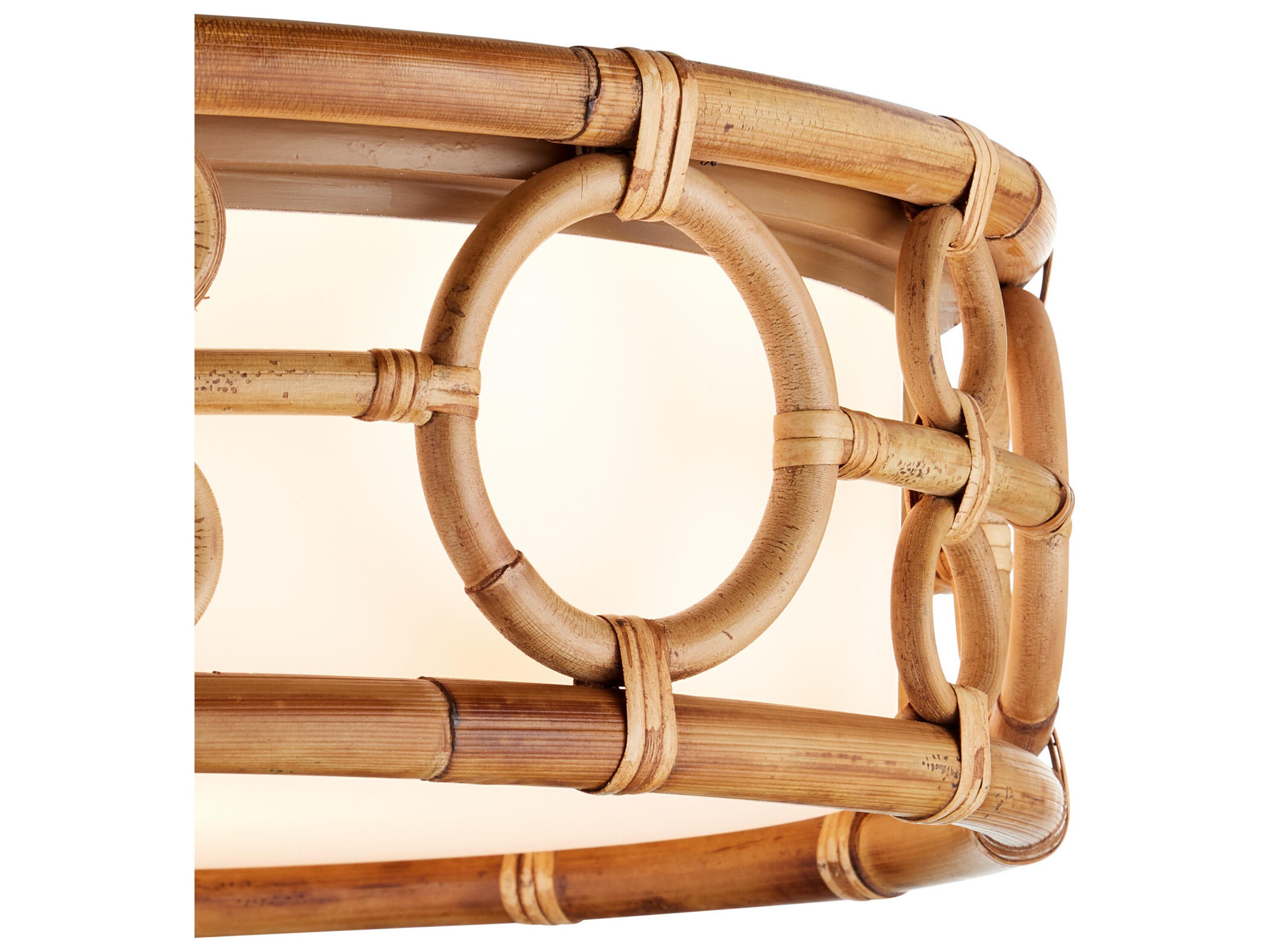 Currey & Company Tegal 1-Light Natural Khaki White Brown Round Flush Mount