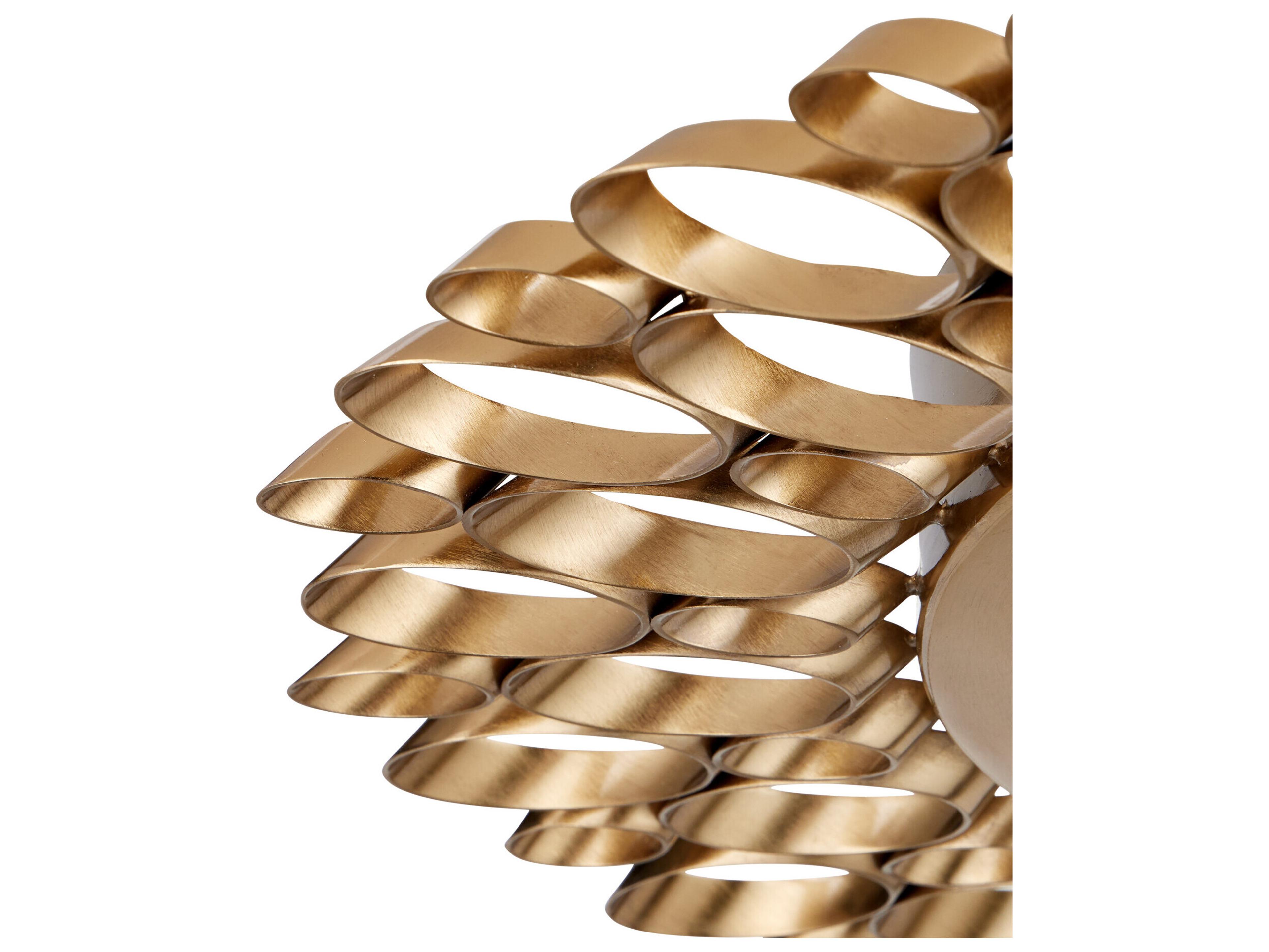 Currey & Company Antares 1-Light Antique Brass White Round Flush Mount