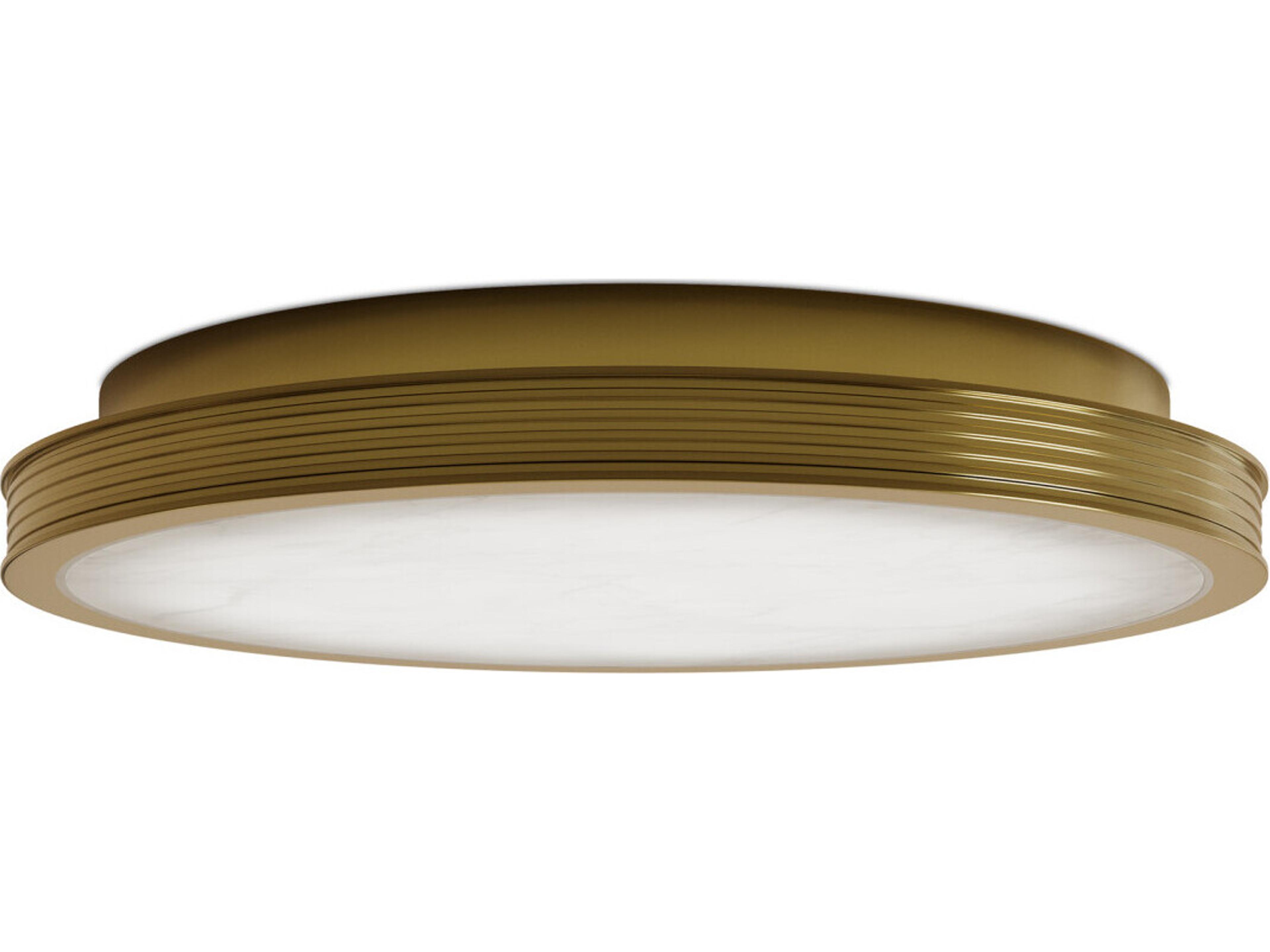 Aydan 1-Light Natural Polished Antique Brass Round Flush Mount