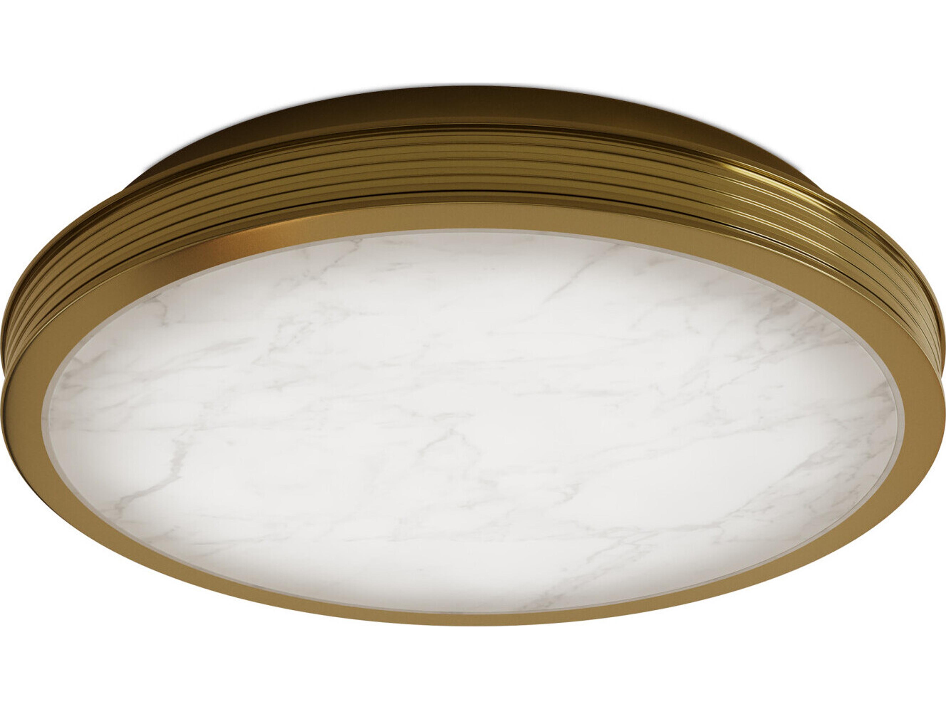 Currey & Company Aydan 1-Light Natural Polished Antique Brass Round Flush Mount