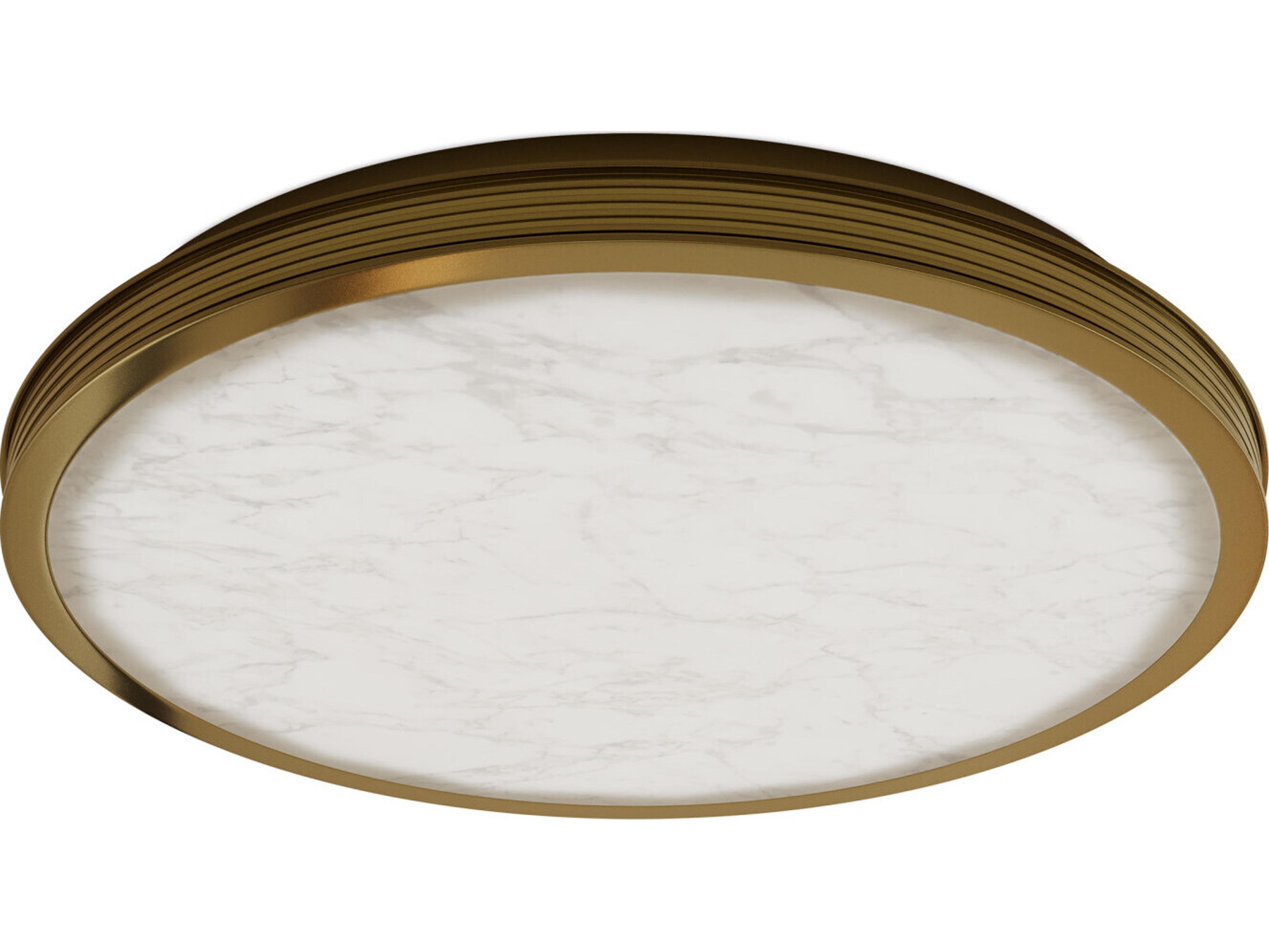 Currey & Company Aydan 1-Light Natural Polished Antique Brass Round Flush Mount