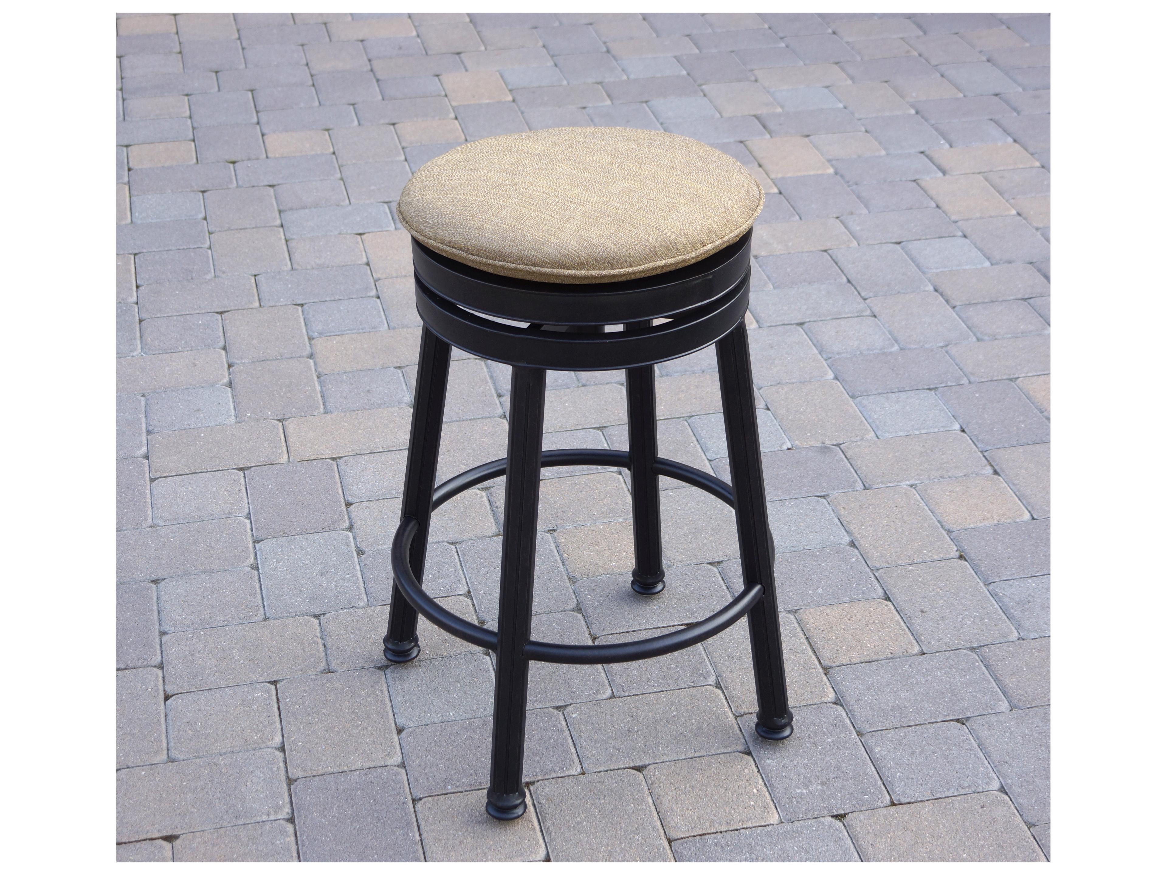 Darlee Outdoor Living Backless Cast Aluminum 5-Piece Round Counter Height Set with Cushions and 26 x 52'' Rectangular Counter Table