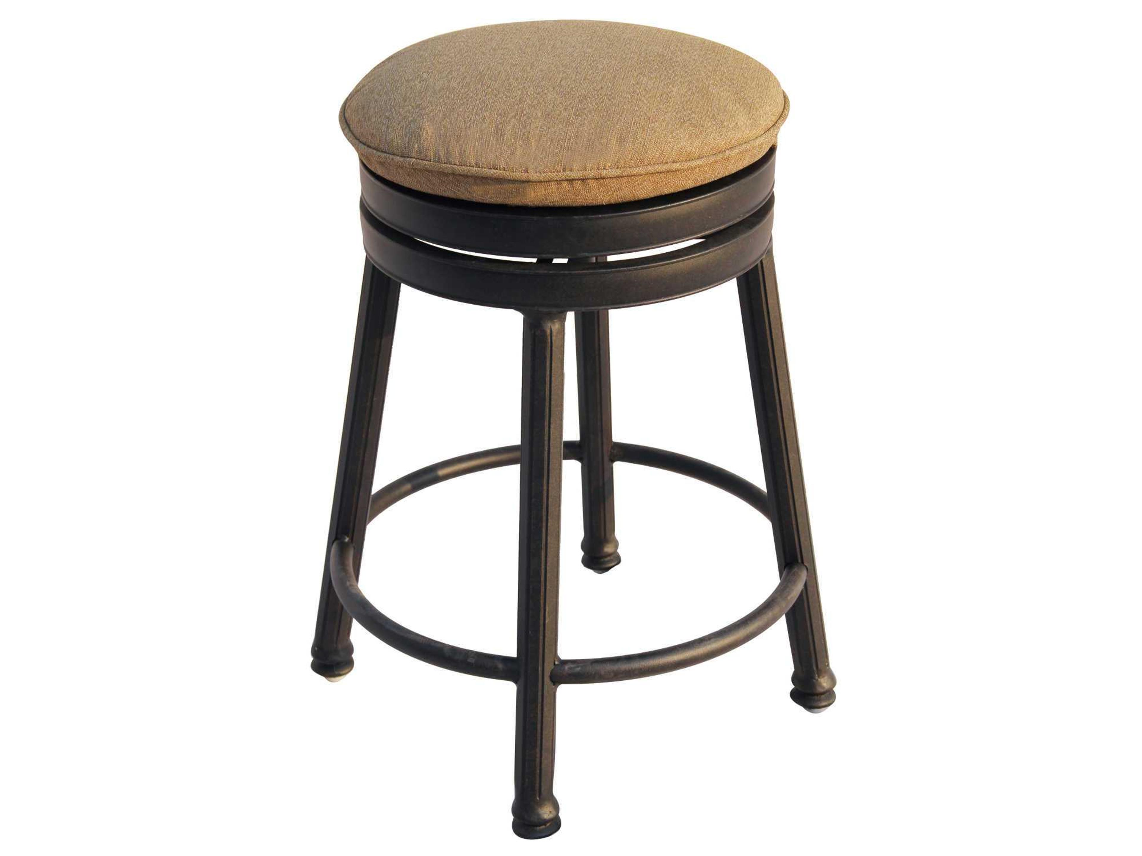 Backless Cast Aluminum Antique Bronze Round Swivel Counter Height Stool