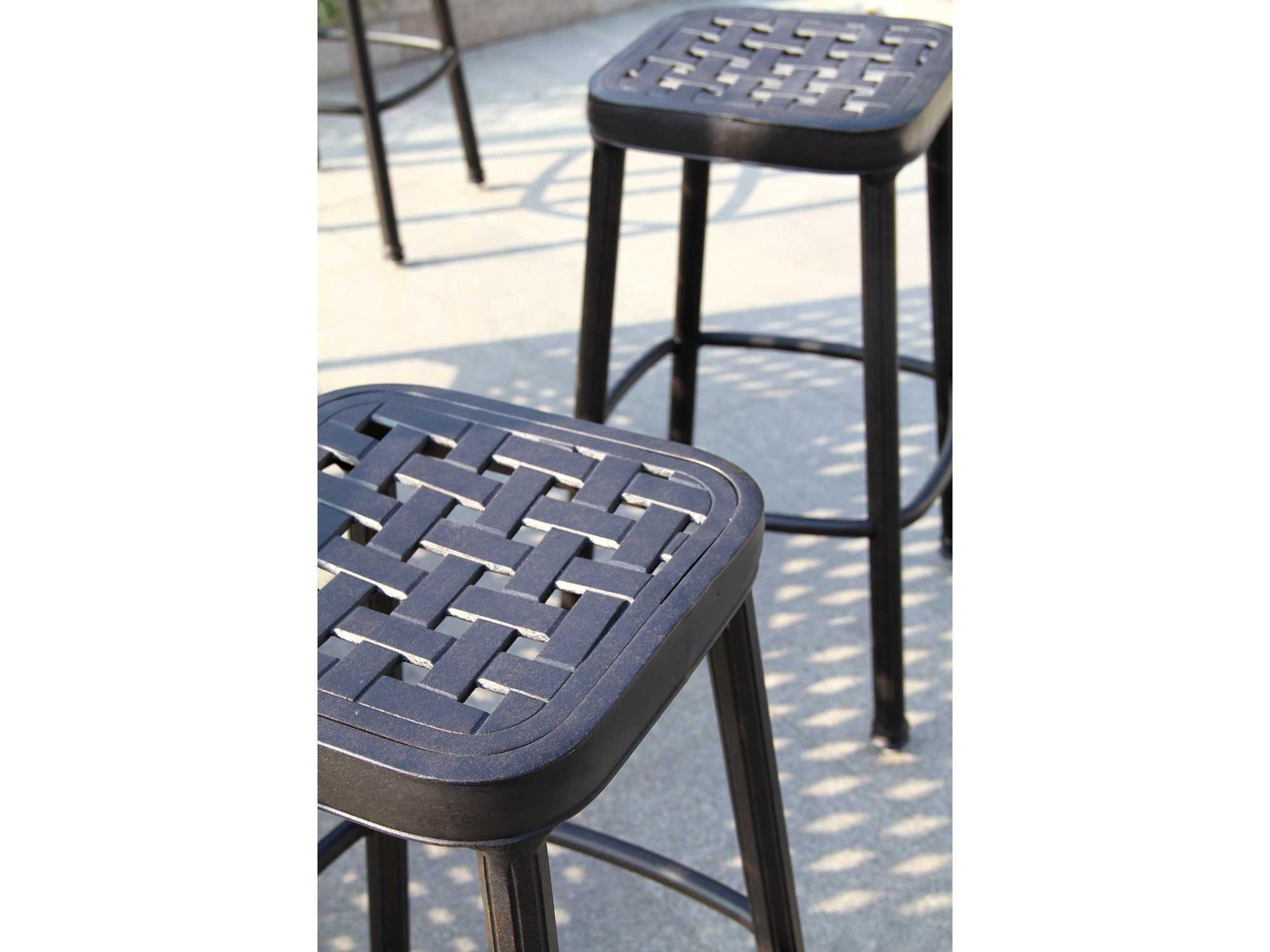 Darlee Outdoor Living Backless Cast Aluminum Antique Bronze Square Bar Stool