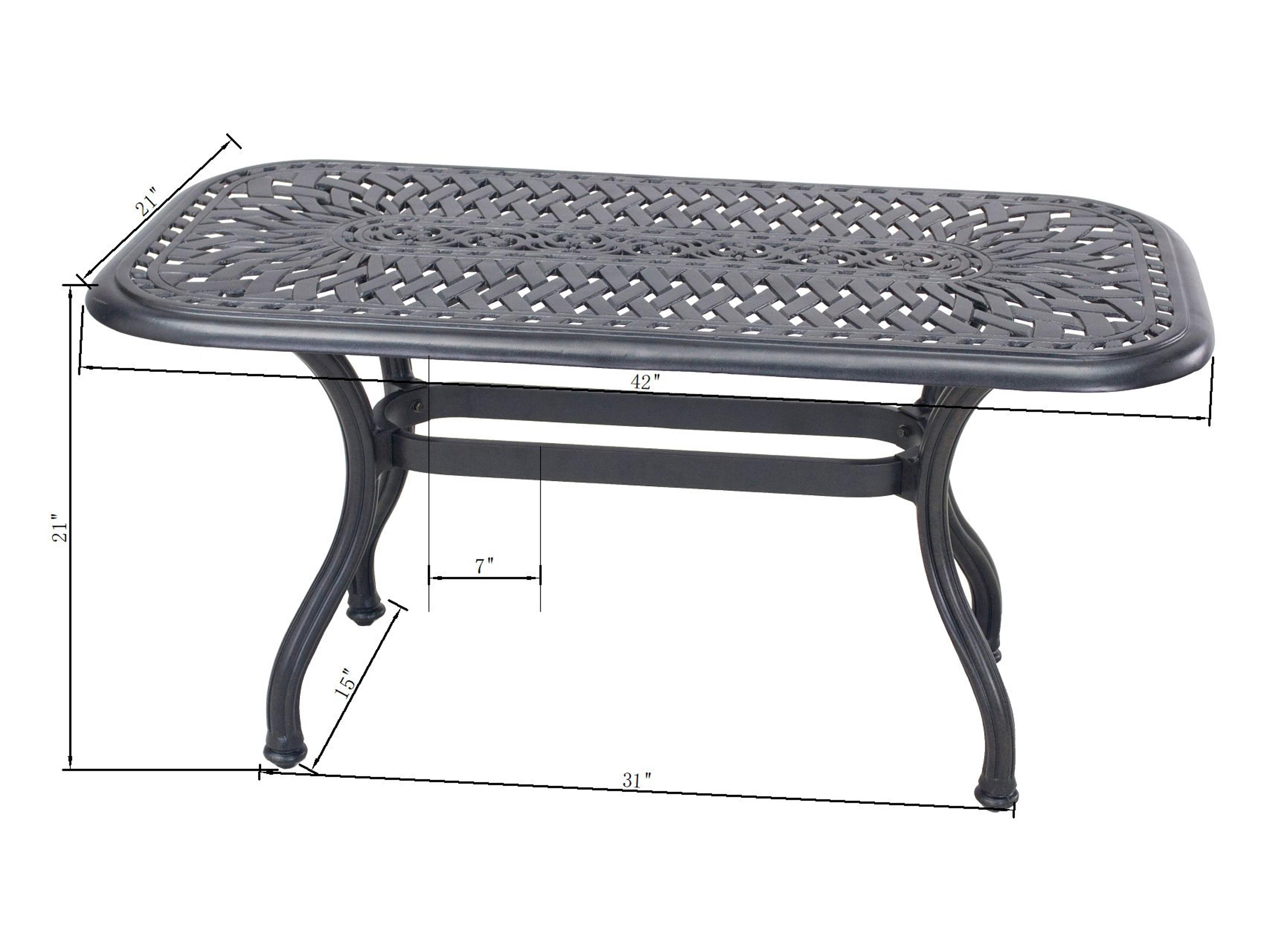 Series Antique Bronze Cast-Aluminum Rectangular Coffee Table