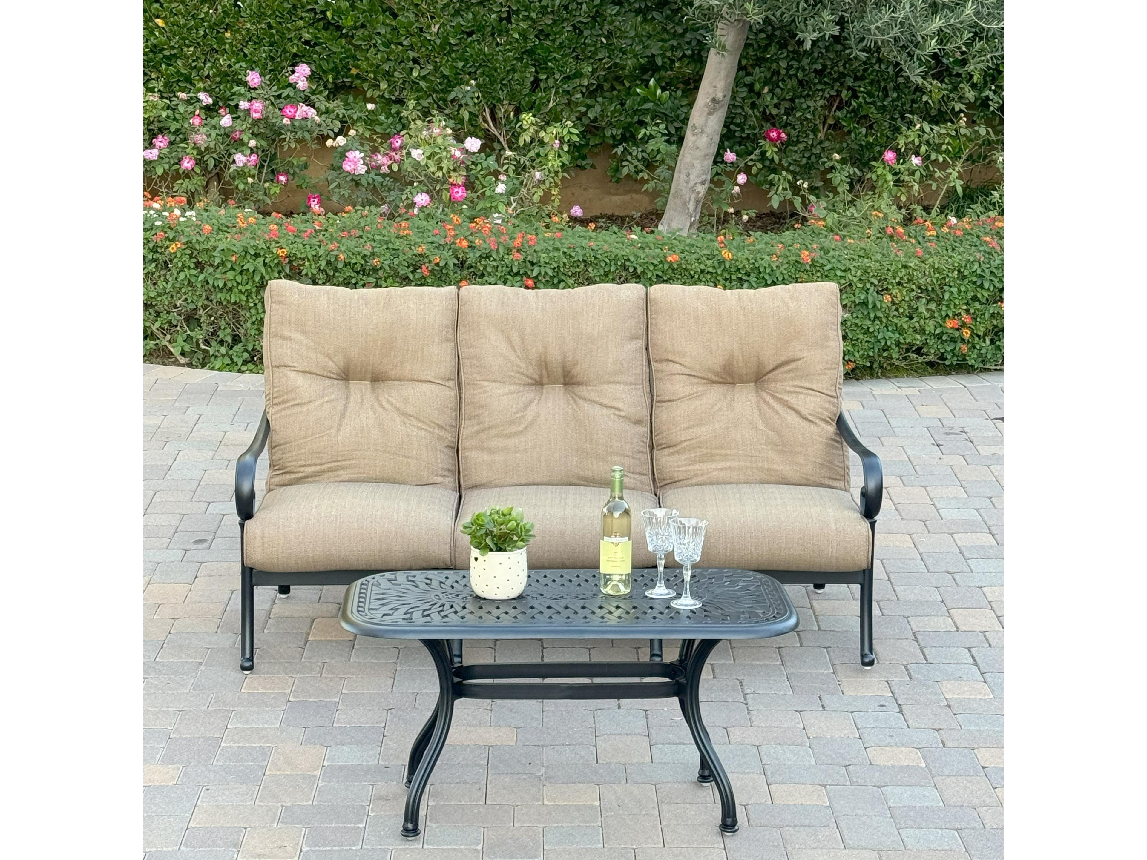 Darlee Outdoor Living Series Antique Bronze Cast-Aluminum Rectangular Coffee Table