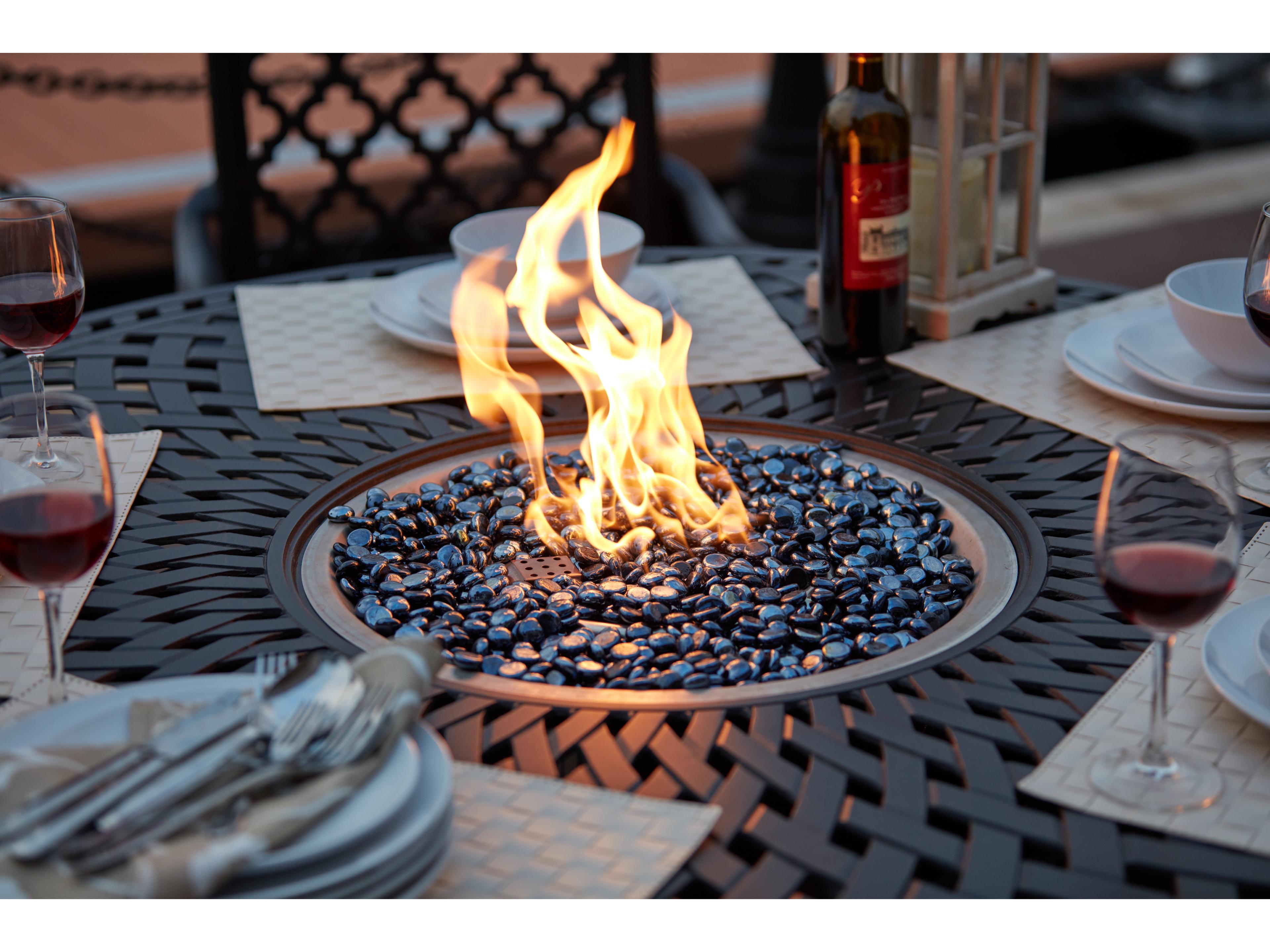 Series Antique Bronze Cast Aluminum Round Counter Height Propane Fire Pit Table