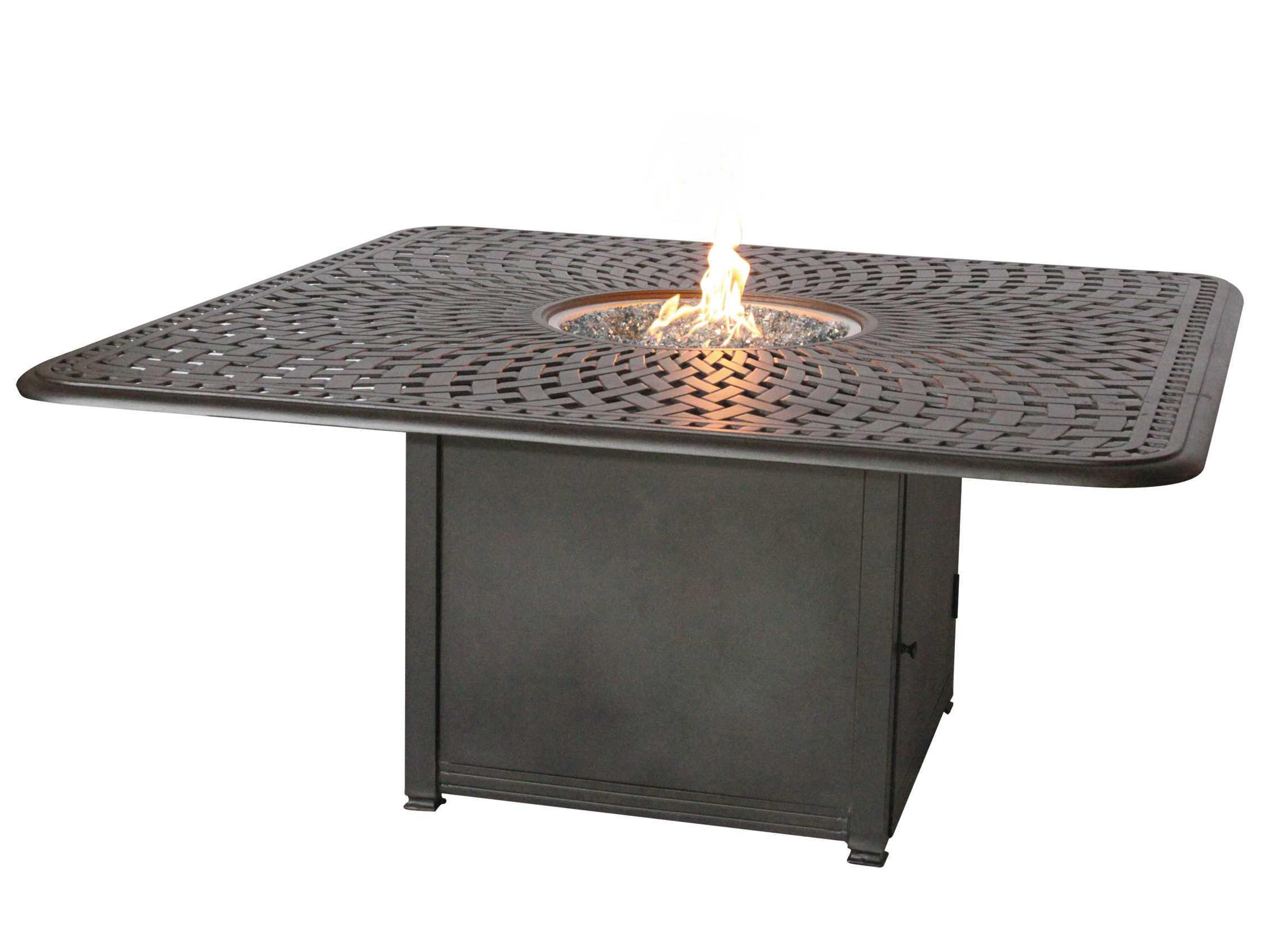 Darlee Outdoor Living Series Antique Bronze Cast Aluminum Square Dining Height Propane Fire Pit Table