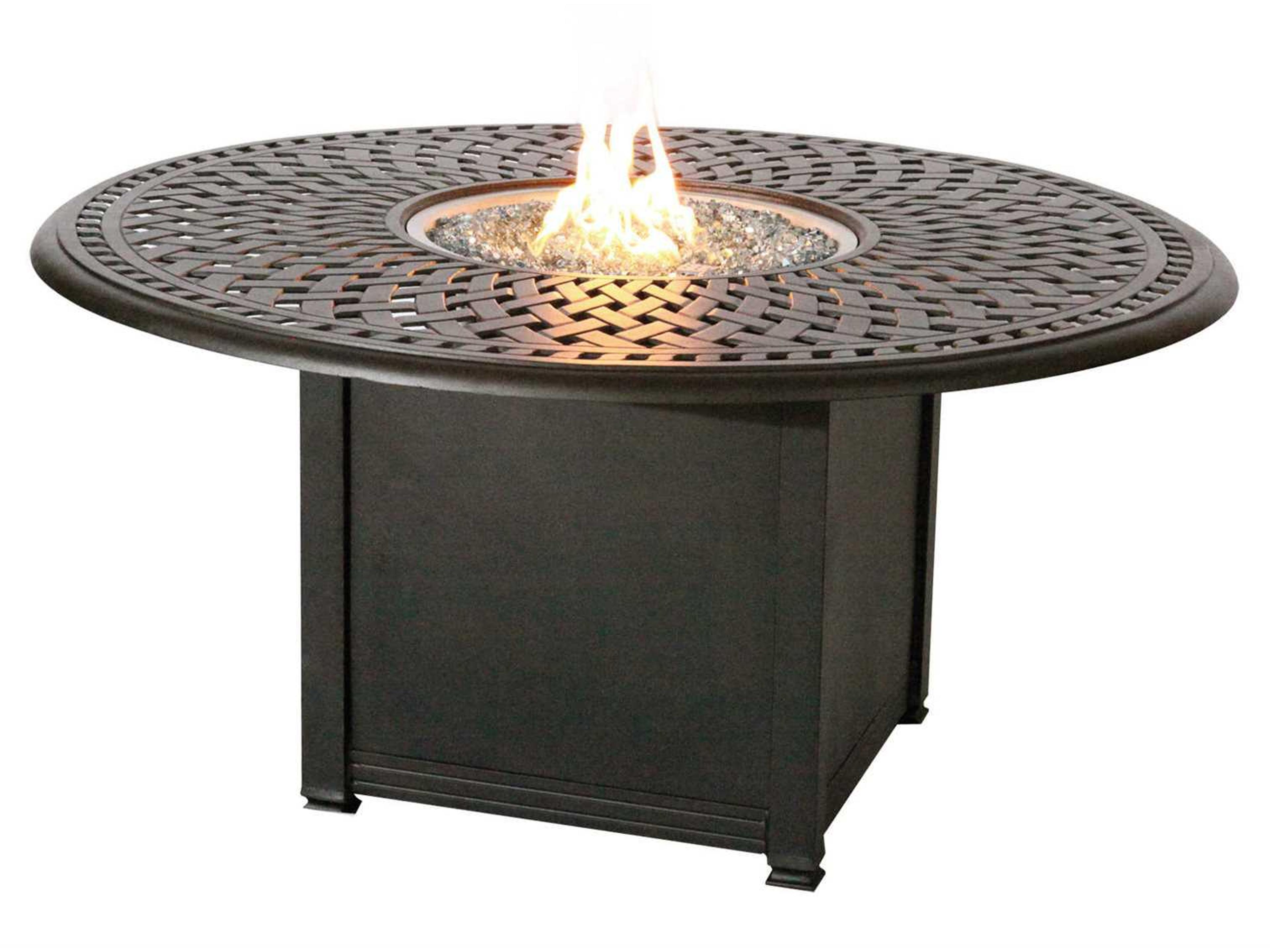Darlee Outdoor Living Series Antique Bronze Cast Aluminum Round Propane Fire Pit Chat Table