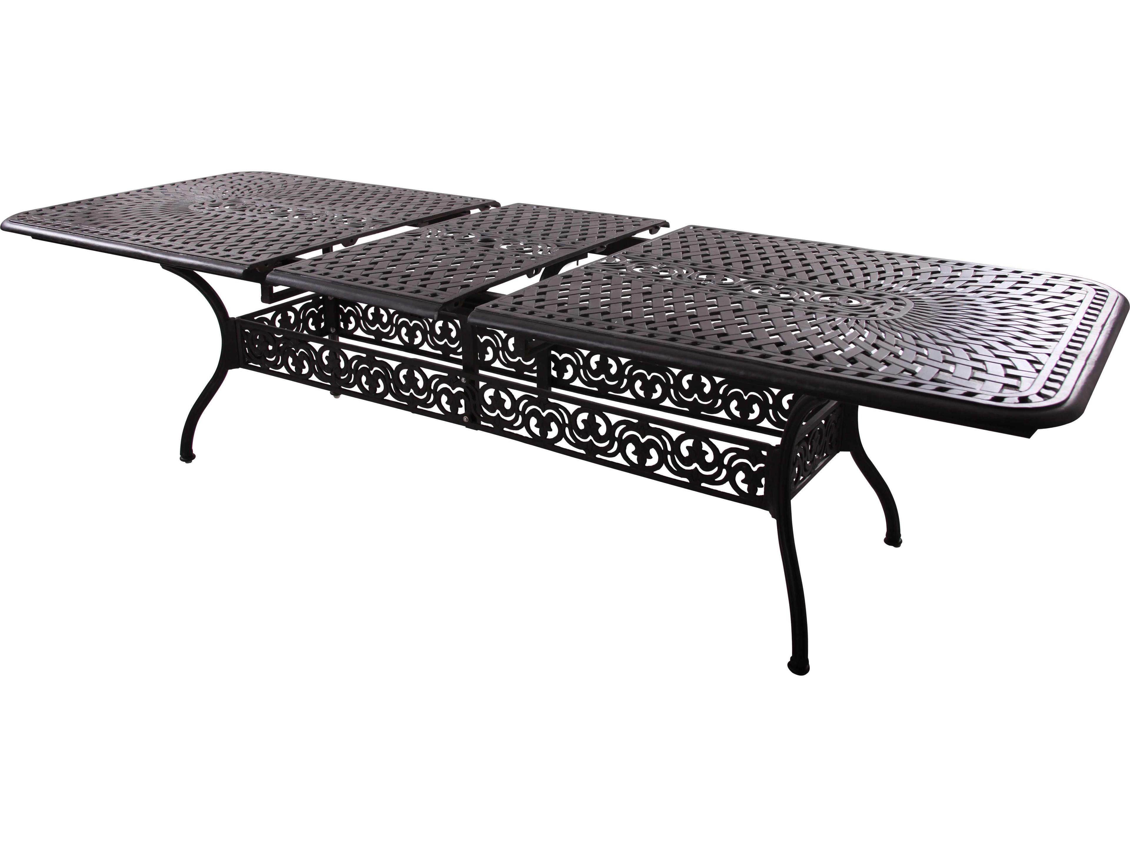 Darlee Outdoor Living Mountain View Cast Aluminum 11- Piece Dining Set 92 x 42 / 120 x 42 Rectangular Extension Dining Table in Antique Bronze