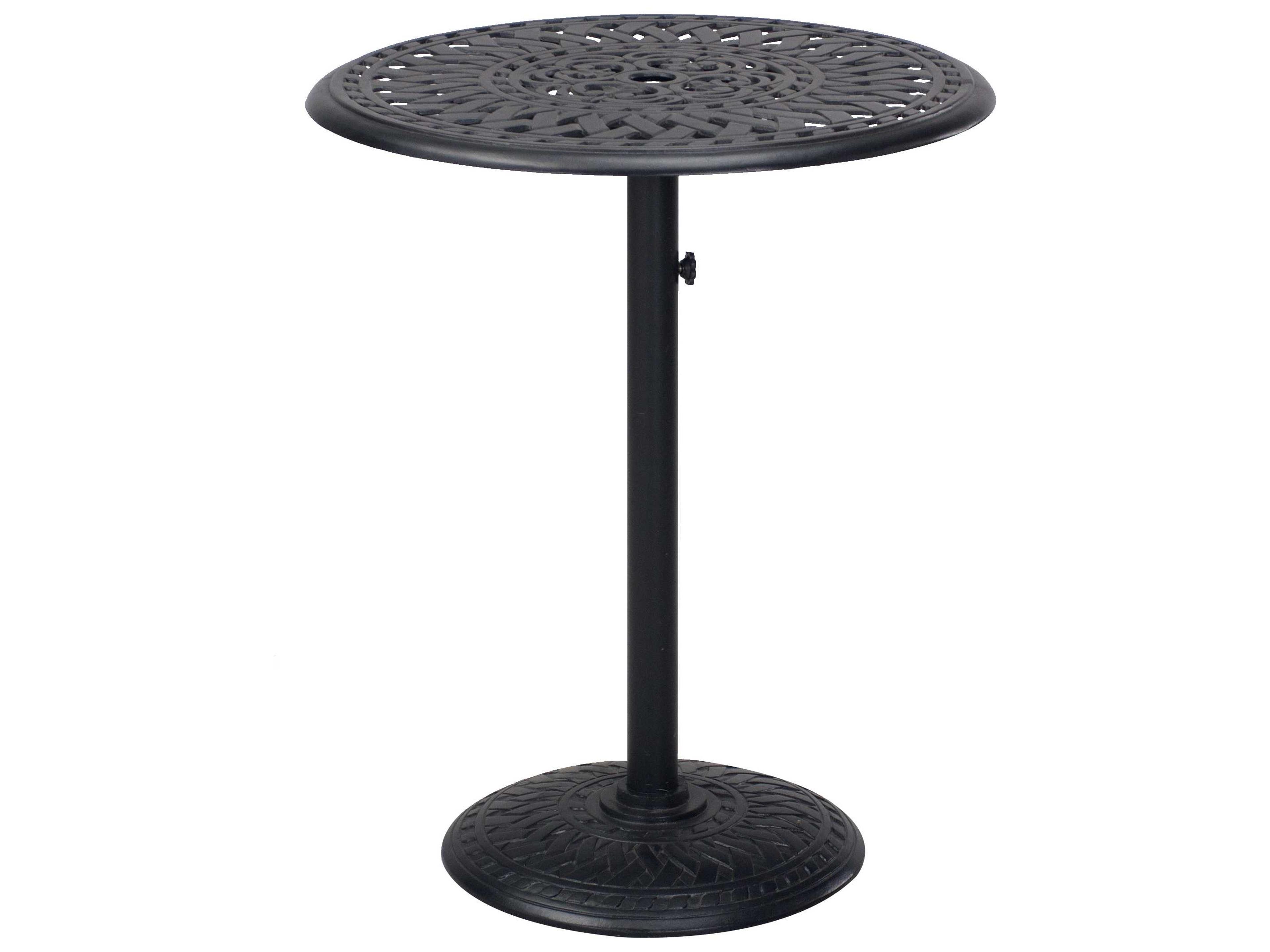 Darlee Outdoor Living Mountain View Cast Aluminum 3-Piece Counter Height Set with 30 Inch Round Counter Height Pedestal Table in Antique Bronze