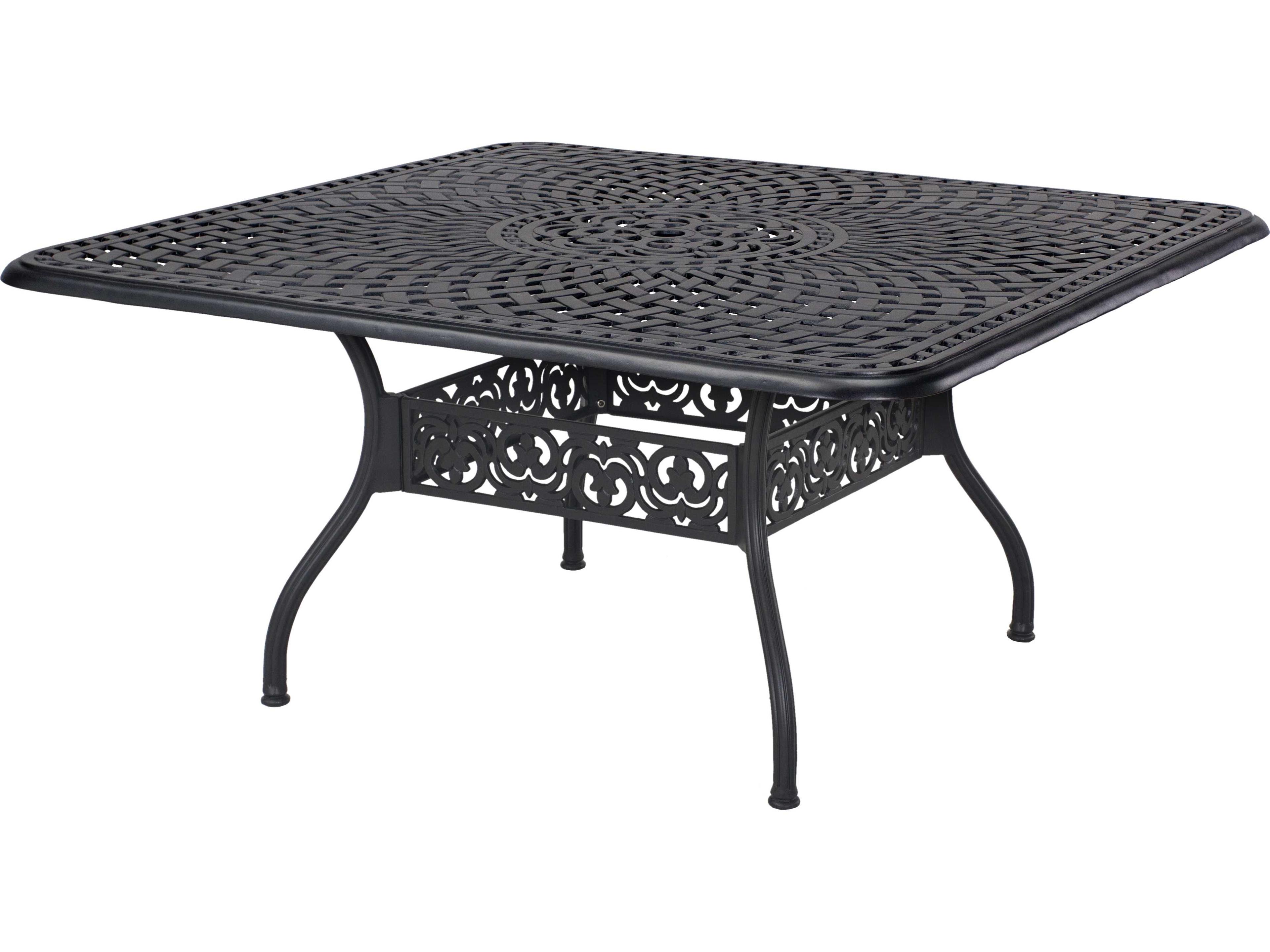 Darlee Outdoor Living Mountain View Cast Aluminum 9- Piece Dining Set with 60 Inch Square Dining Table in Antique Bronze