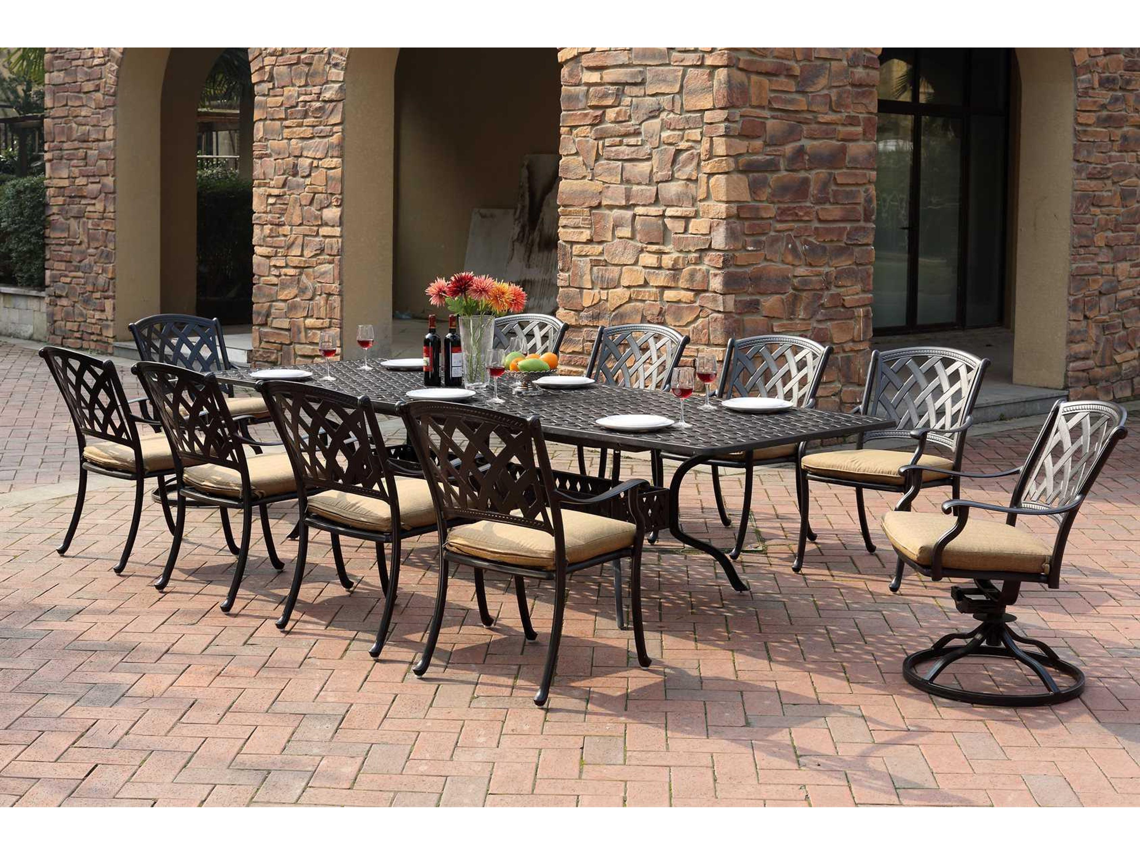 Darlee Ocean View Antique Bronze Cast Aluminum Outdoor Patio Dining Set