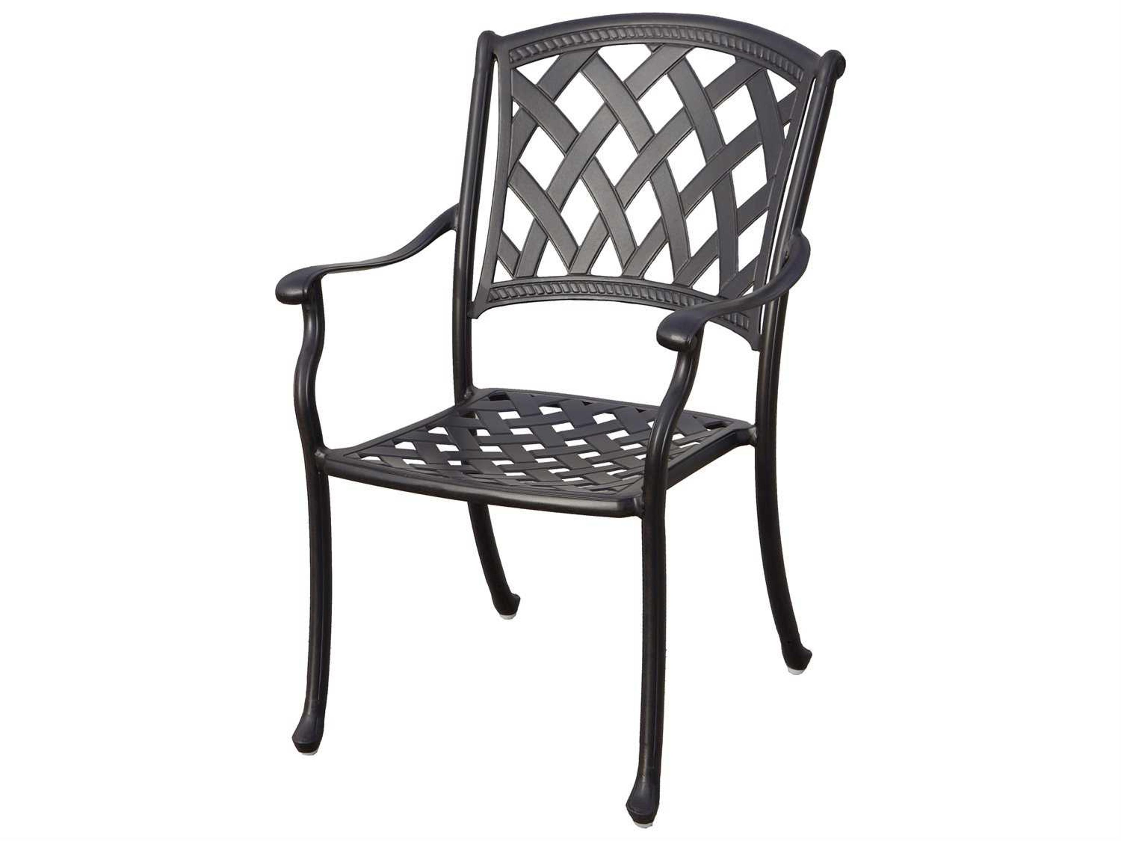 Darlee Ocean View Antique Bronze Cast Aluminum Outdoor Patio Dining Chairs with Sesame Cushions Set of 4