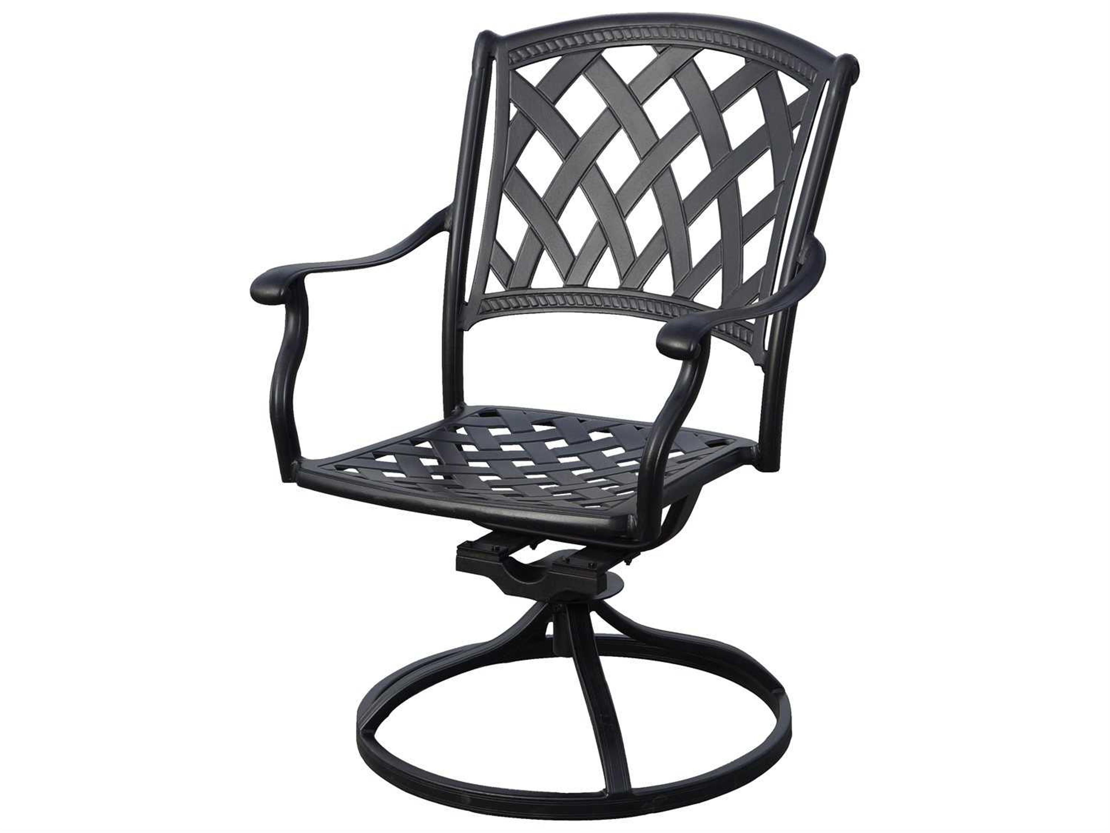 Darlee Ocean View Antique Bronze Cast Aluminum Swivel Rocker Patio Dining Chairs with Sesame Cushions Set of 2