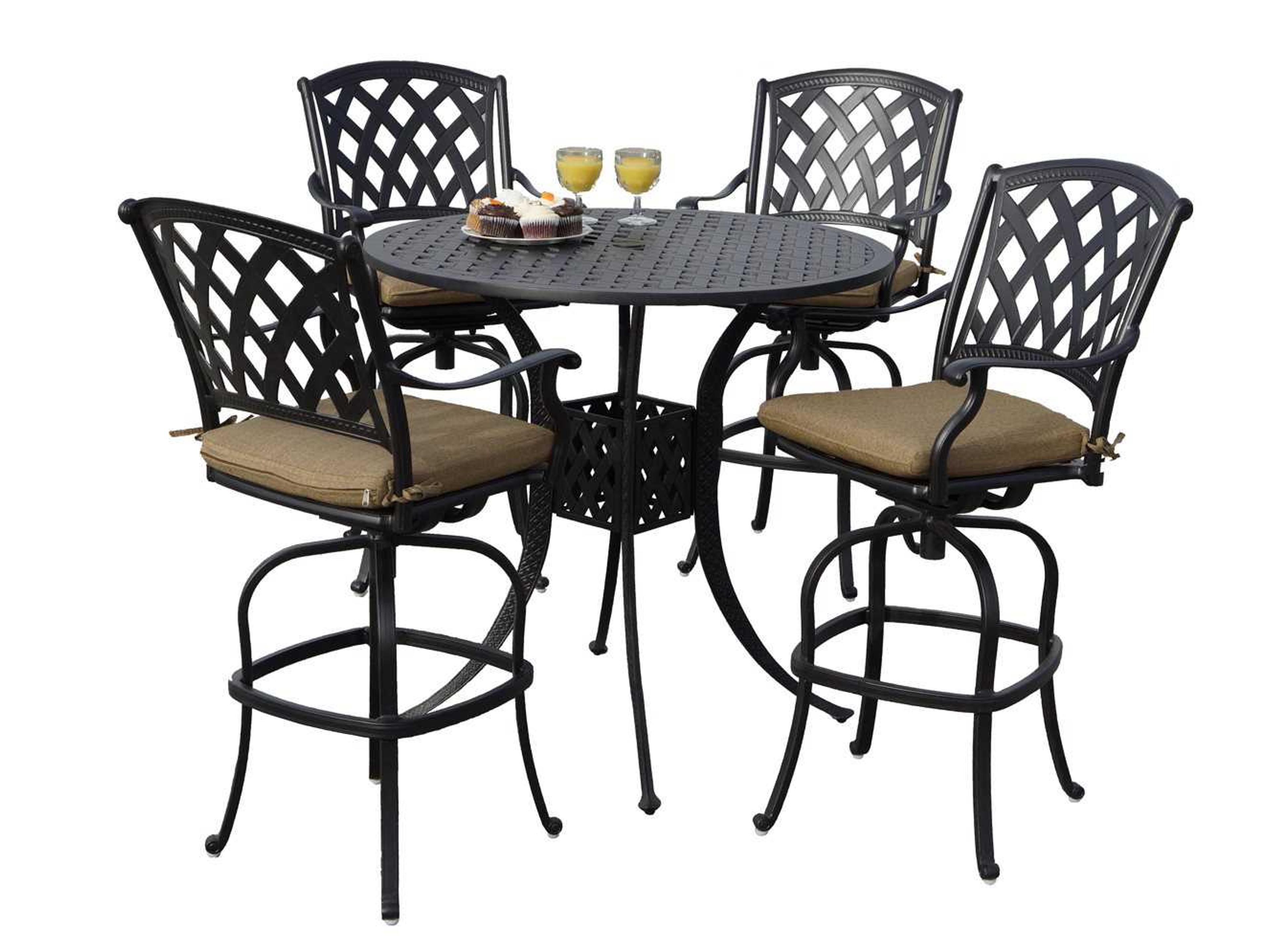 Darlee Ocean View Antique Bronze Cast Aluminum Bar Set