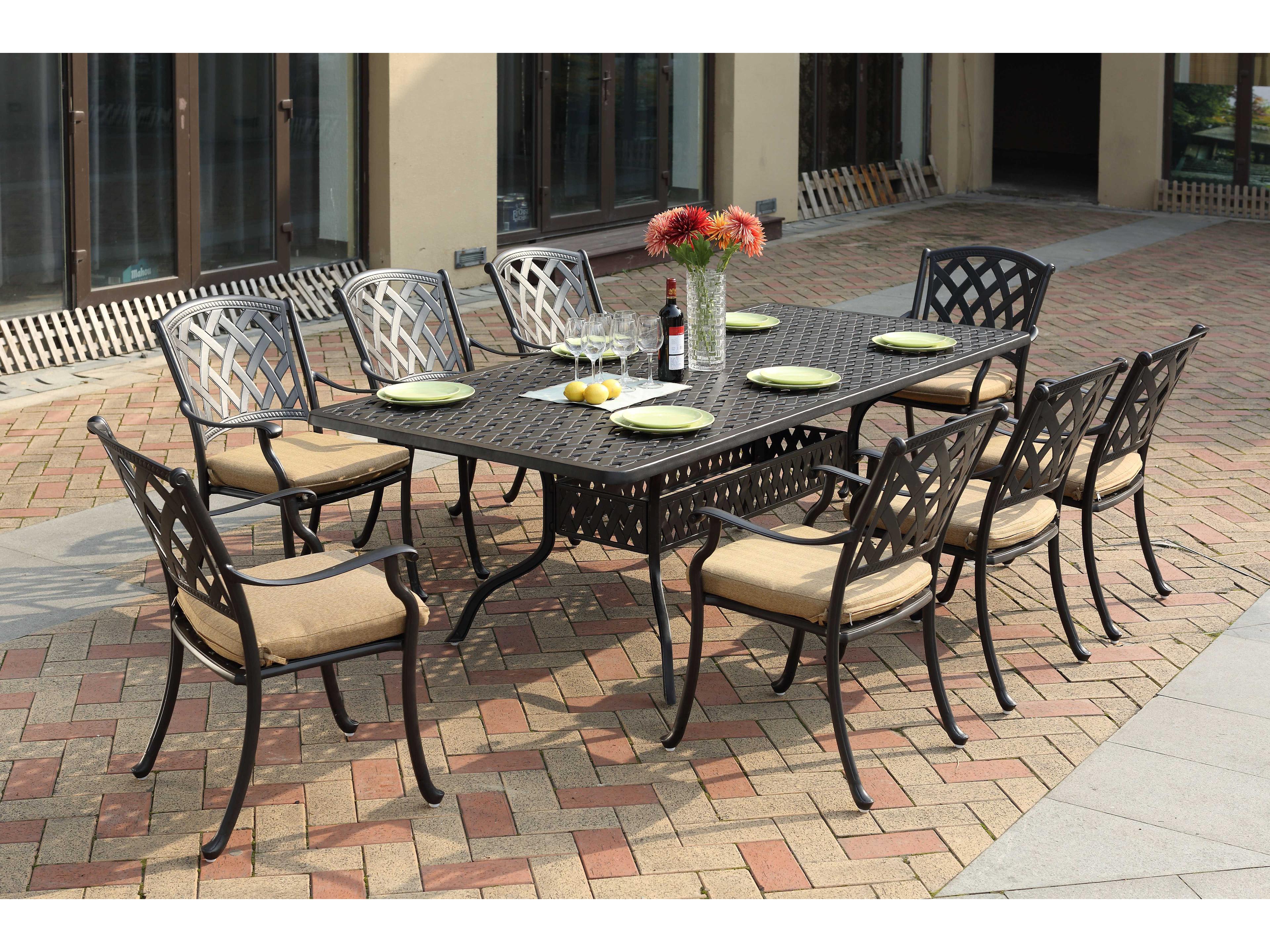 Darlee Ocean View Antique Bronze Cast Aluminum Outdoor Patio Dining Set
