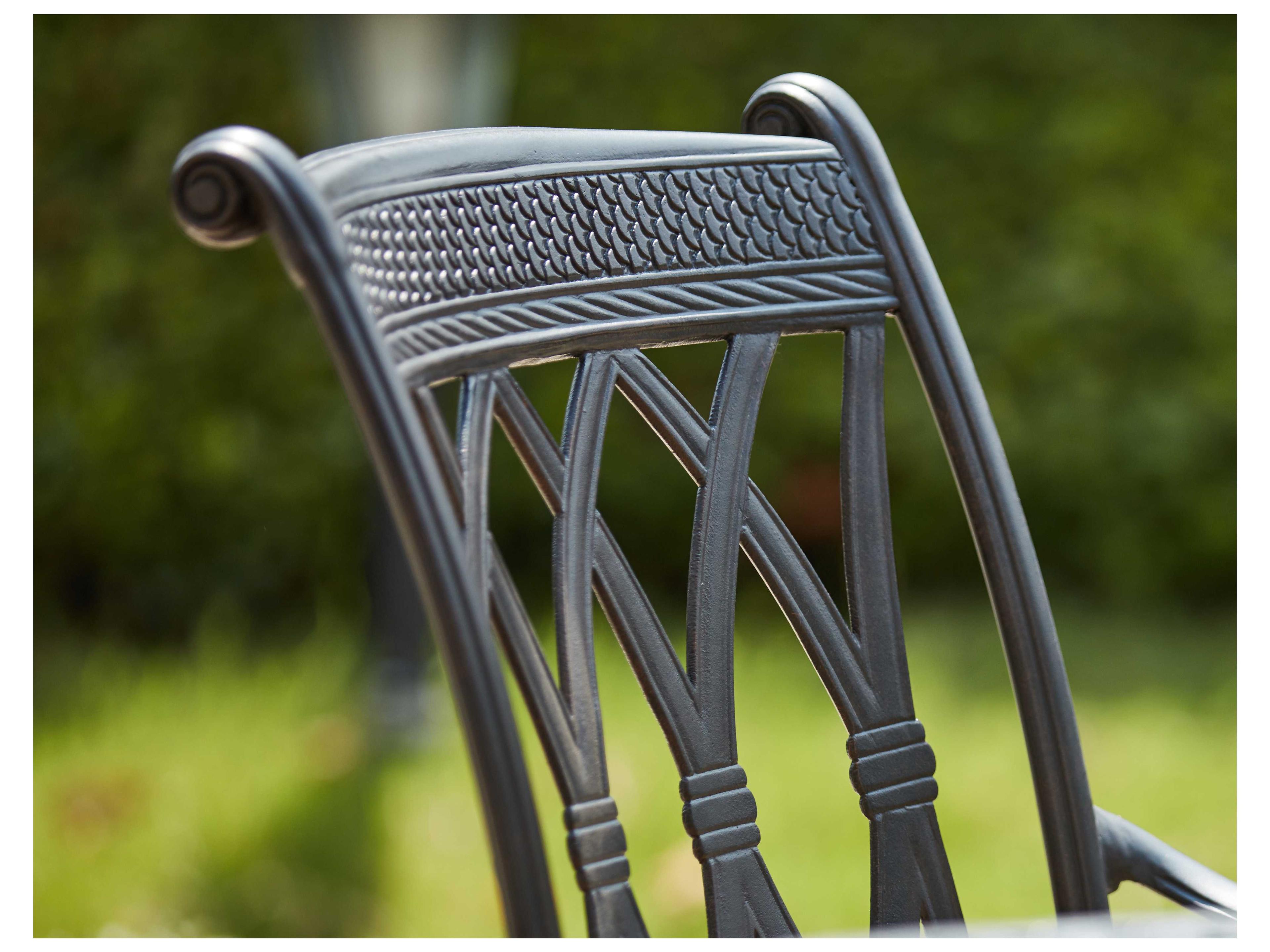 Darlee Outdoor Living Capri Cast Aluminum 7- Piece Propane Fire Pit Dining Set with 60 Inch Round in Antique Bronze